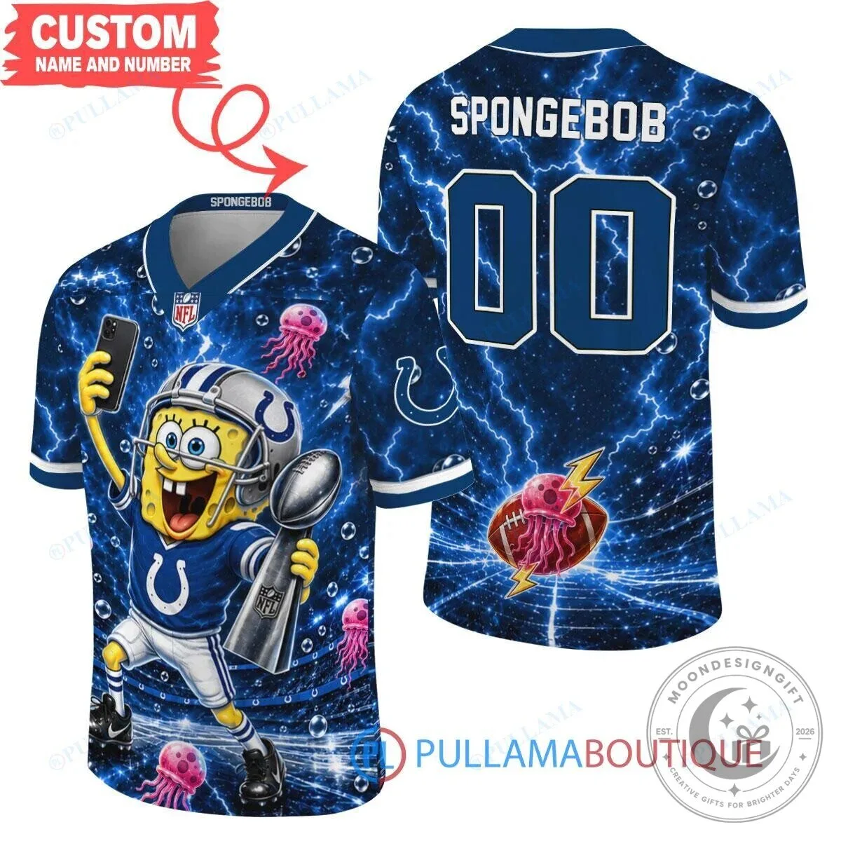 Indianapolis Colts Spongebob Squarepants Super Bowl Trophy Football Jersey