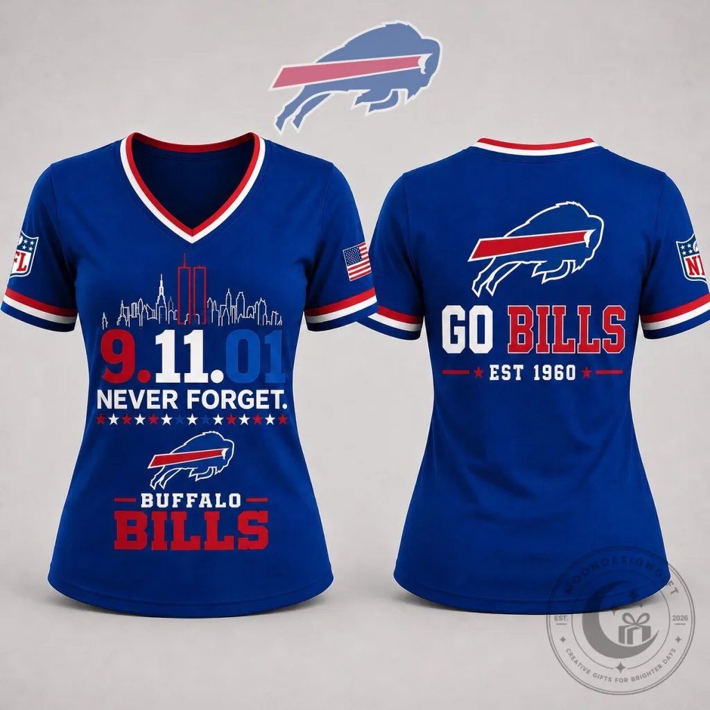 Never Forget 911 Buffalo Bills Football Team Women's V-Neck T-Shirt Never Forget 9/11 Buffalo Bills Football Team Women's V-Neck T-Shirt