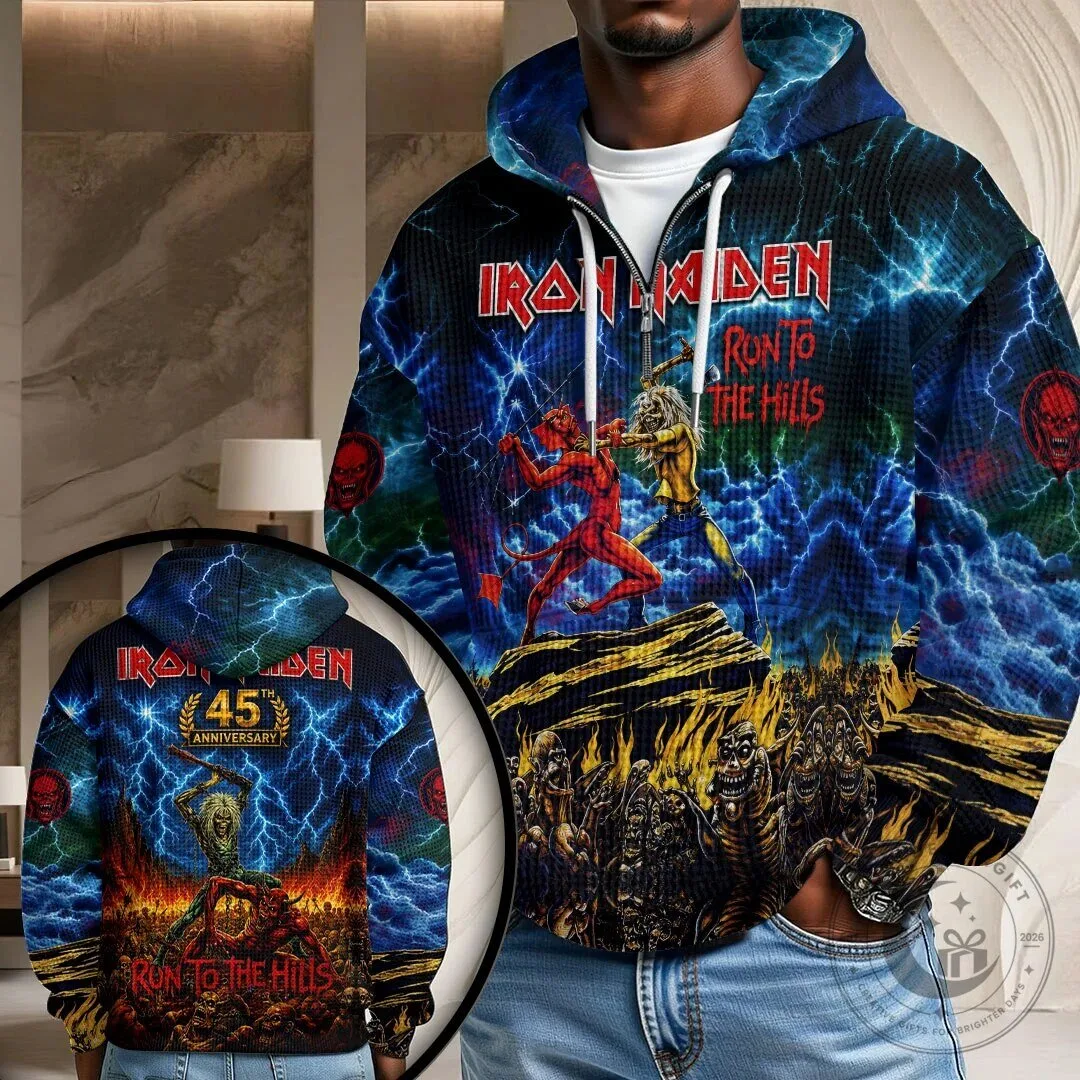 Iron Maiden Run to the Hills Heavy Metal Band Full-Zip Hoodie