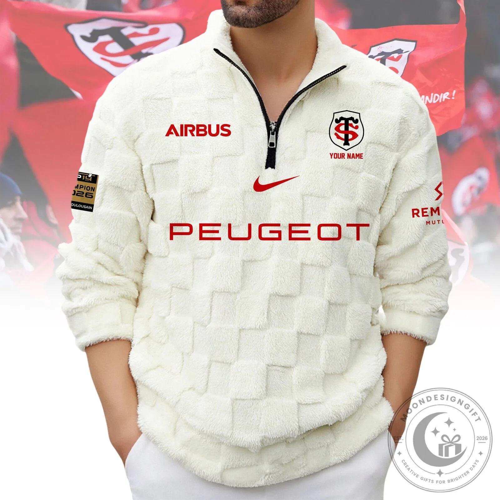 Stade Toulousain Rugby Club Personalized Quarter Zip Fleece Sweatshirt