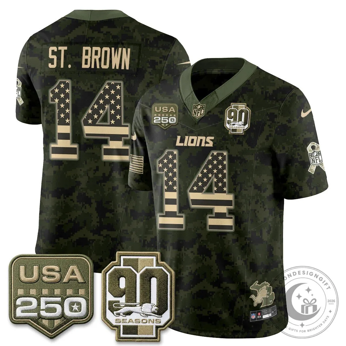 Detroit Lions Jahmyr Gibbs Salute to Service Vapor Football Jersey 60 Detroit Lions Jahmyr Gibbs Salute to Service Vapor Football Jersey