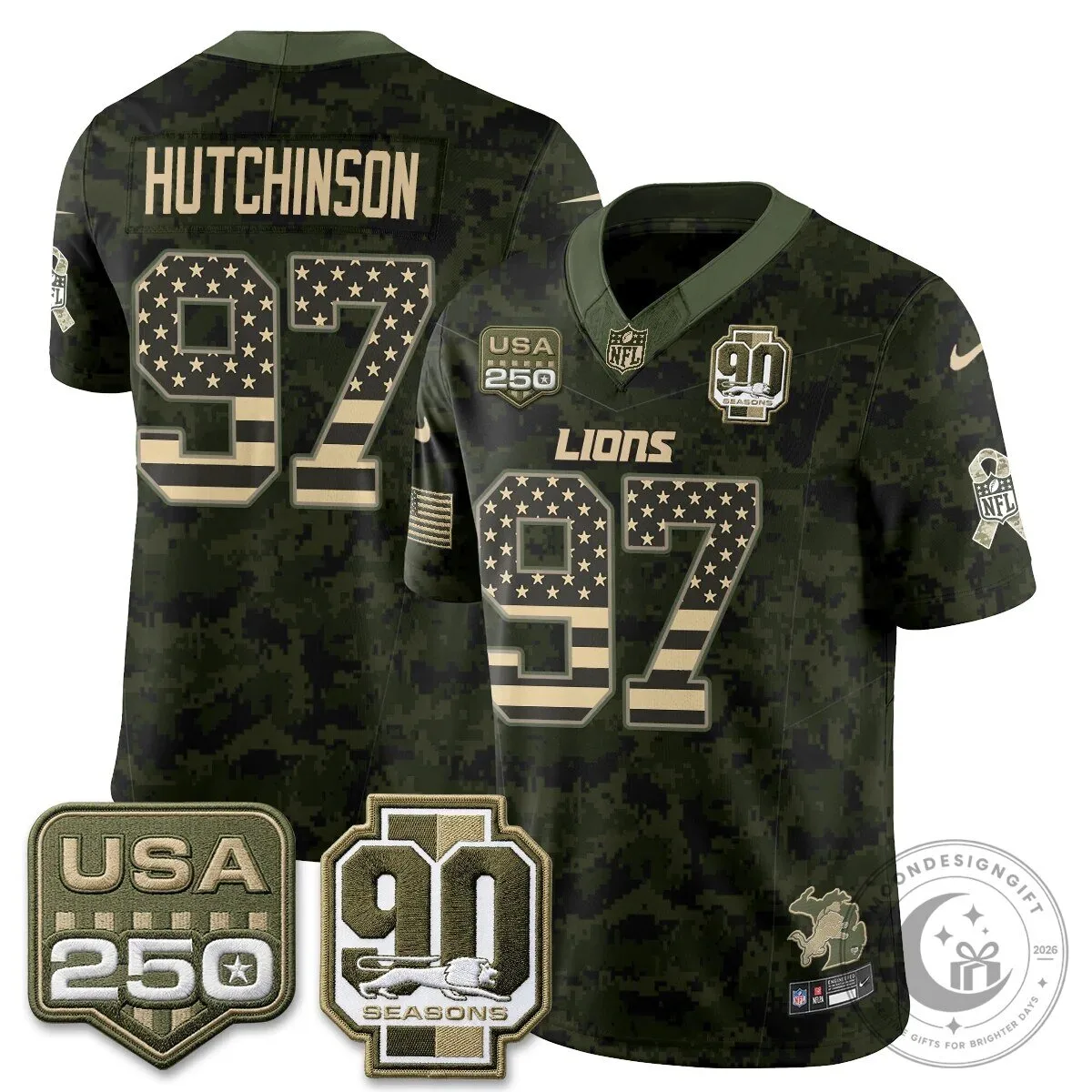 Detroit Lions Jahmyr Gibbs Salute to Service Vapor Football Jersey 61 Detroit Lions Jahmyr Gibbs Salute to Service Vapor Football Jersey