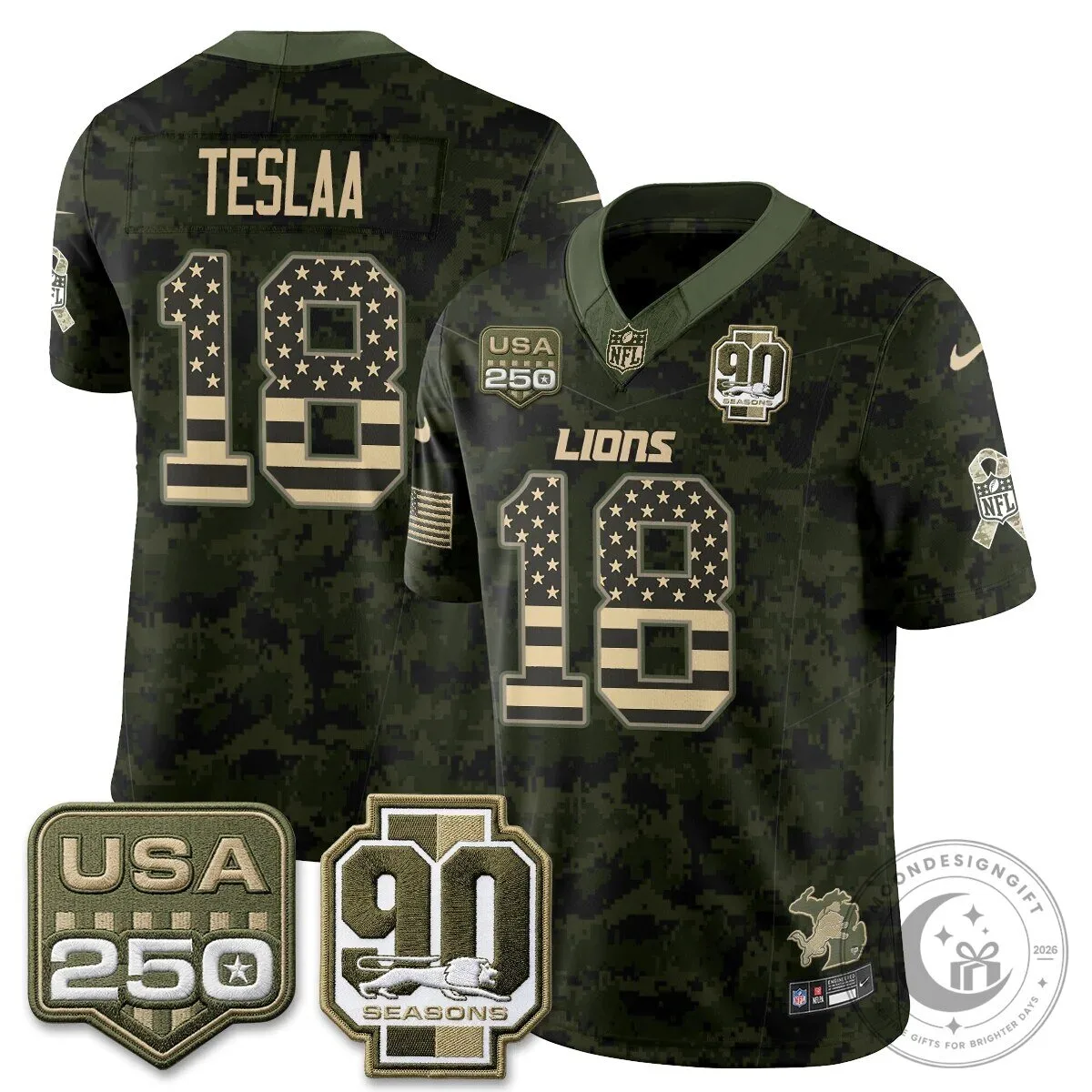 Detroit Lions Jahmyr Gibbs Salute to Service Vapor Football Jersey 63 Detroit Lions Jahmyr Gibbs Salute to Service Vapor Football Jersey