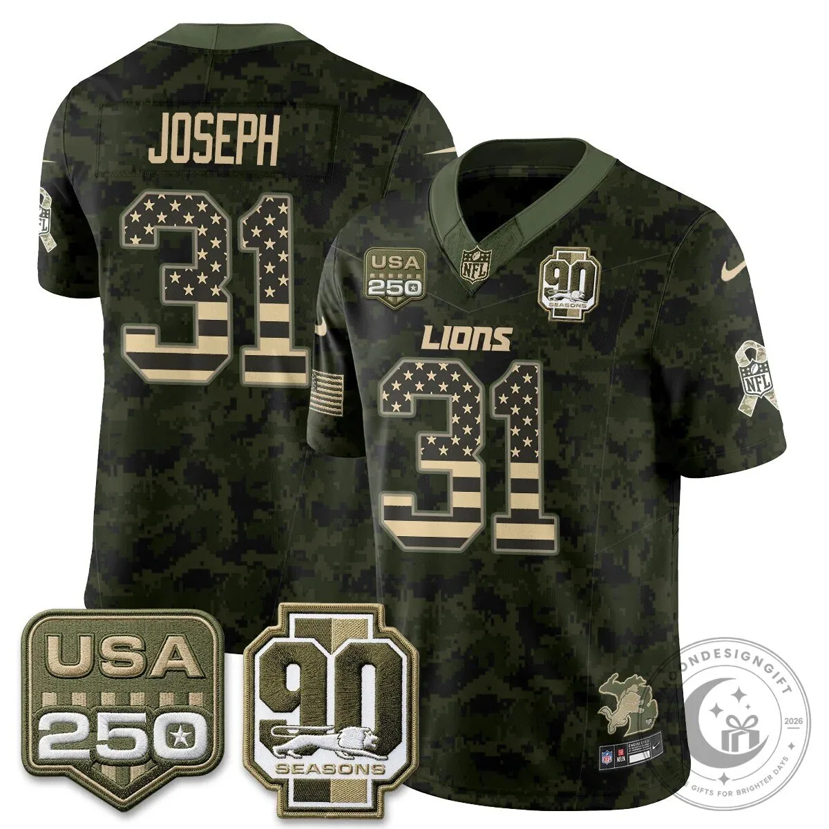 Detroit Lions Jahmyr Gibbs Salute to Service Vapor Football Jersey 67 Detroit Lions Jahmyr Gibbs Salute to Service Vapor Football Jersey