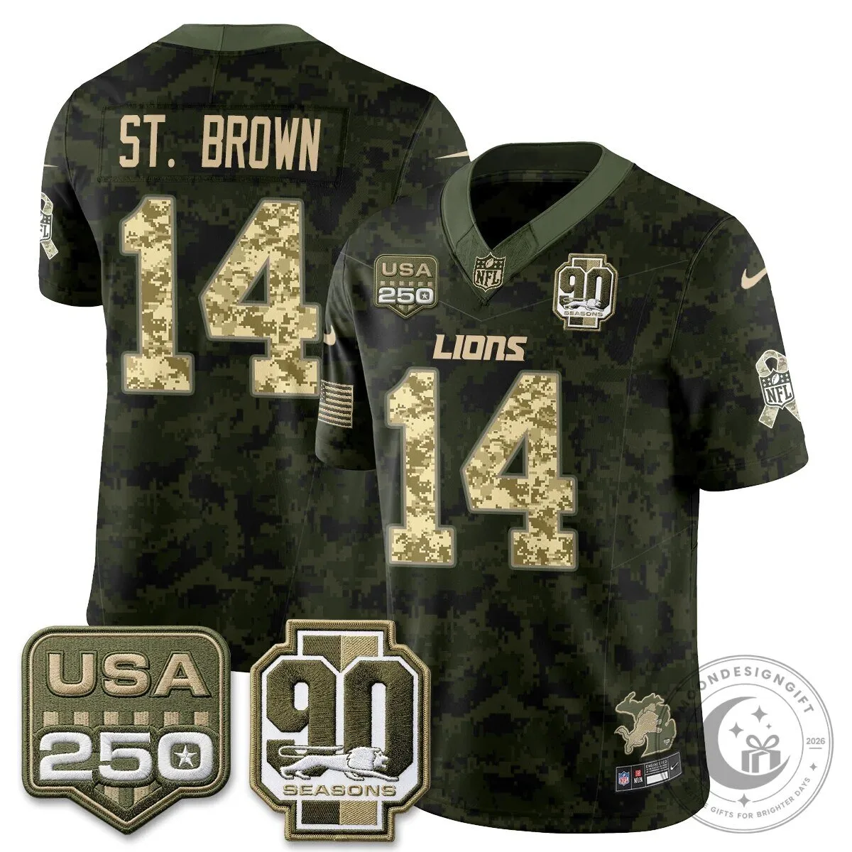 Detroit Lions Jahmyr Gibbs Salute to Service Vapor Football Jersey 71 Detroit Lions Jahmyr Gibbs Salute to Service Vapor Football Jersey