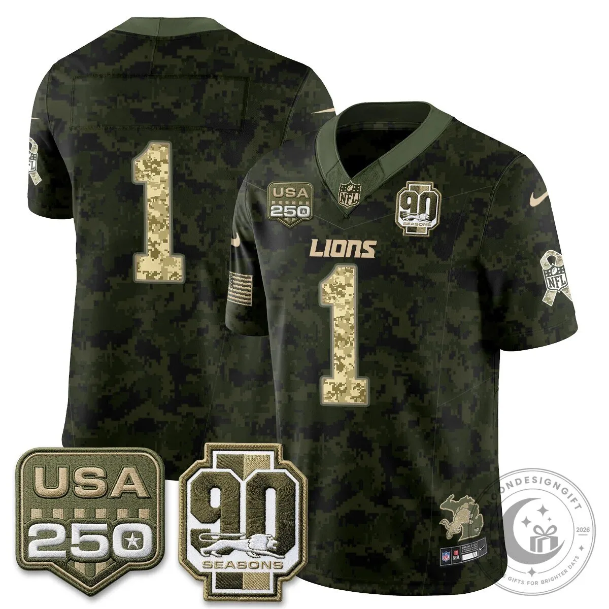 Detroit Lions Jahmyr Gibbs Salute to Service Vapor Football Jersey 79 Detroit Lions Jahmyr Gibbs Salute to Service Vapor Football Jersey