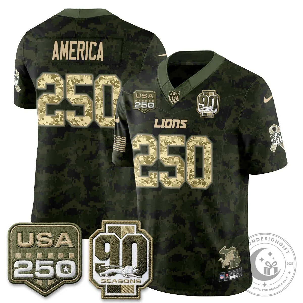 Detroit Lions Jahmyr Gibbs Salute to Service Vapor Football Jersey 80 Detroit Lions Jahmyr Gibbs Salute to Service Vapor Football Jersey