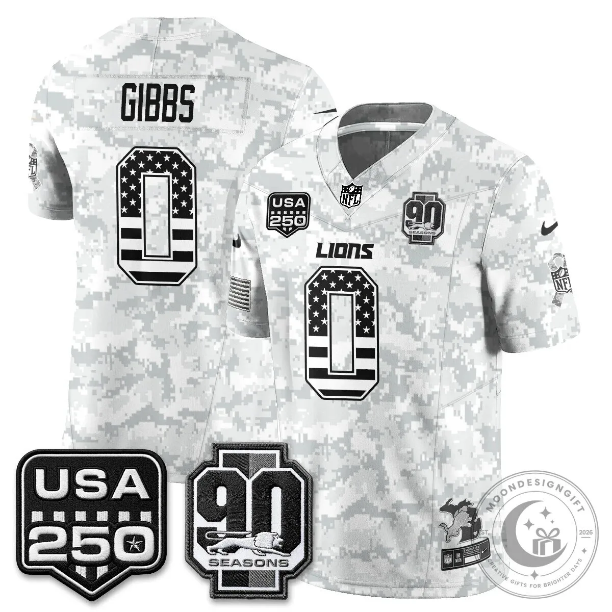 Detroit Lions Jahmyr Gibbs Salute to Service Vapor Football Jersey 81 Detroit Lions Jahmyr Gibbs Salute to Service Vapor Football Jersey
