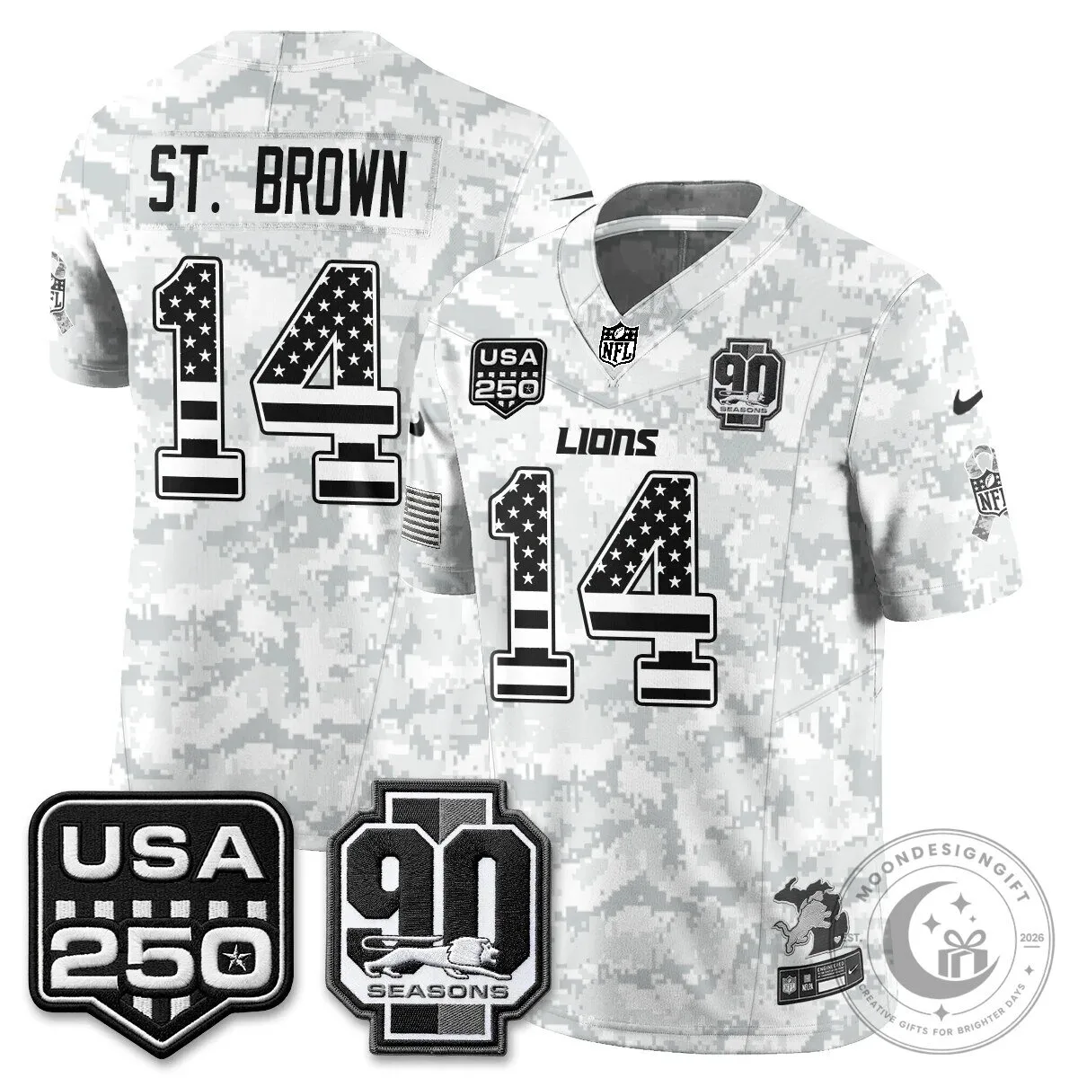 Detroit Lions Jahmyr Gibbs Salute to Service Vapor Football Jersey 82 Detroit Lions Jahmyr Gibbs Salute to Service Vapor Football Jersey
