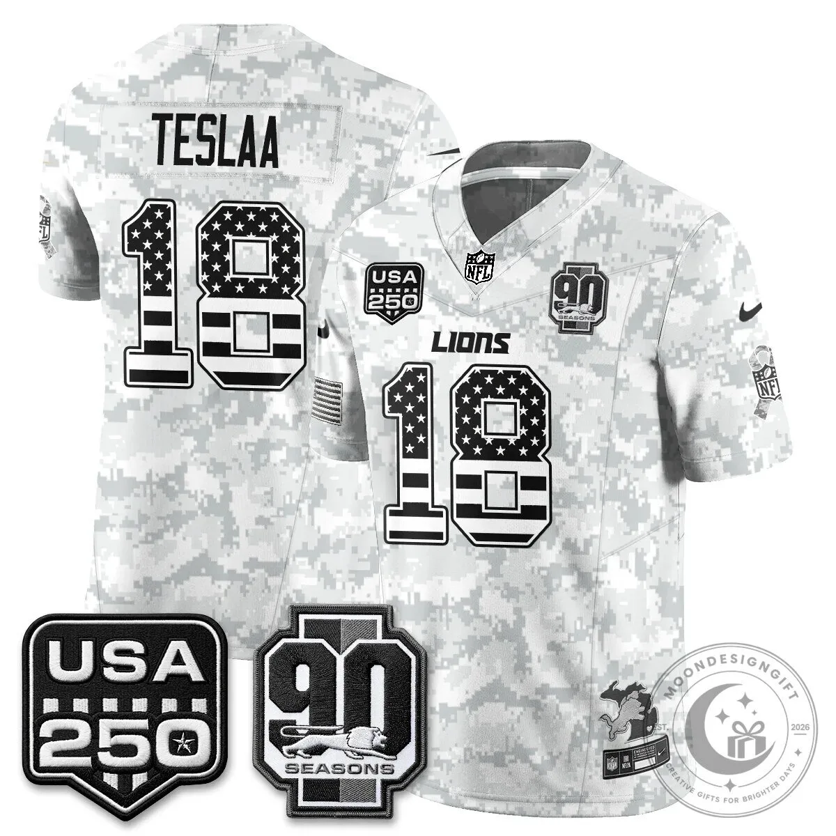 Detroit Lions Jahmyr Gibbs Salute to Service Vapor Football Jersey 85 Detroit Lions Jahmyr Gibbs Salute to Service Vapor Football Jersey