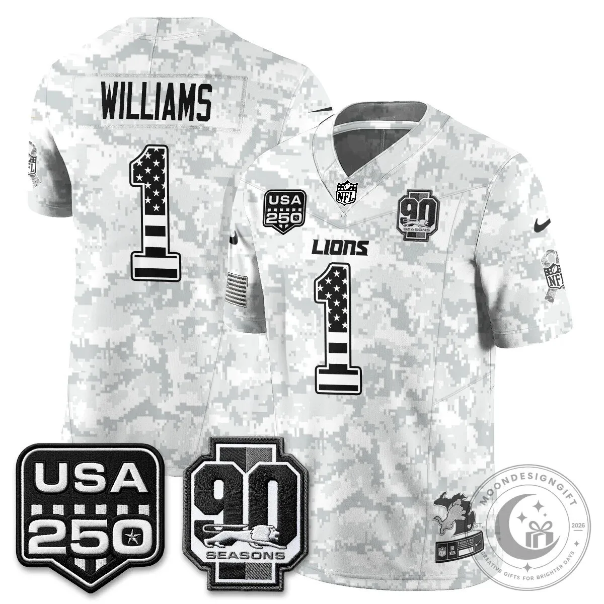 Detroit Lions Jahmyr Gibbs Salute to Service Vapor Football Jersey 88 Detroit Lions Jahmyr Gibbs Salute to Service Vapor Football Jersey