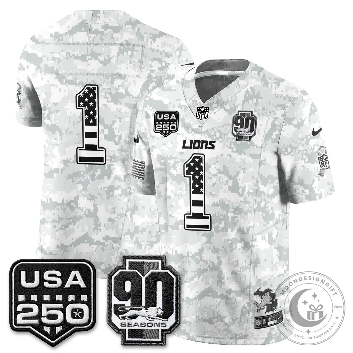 Detroit Lions Jahmyr Gibbs Salute to Service Vapor Football Jersey 90 Detroit Lions Jahmyr Gibbs Salute to Service Vapor Football Jersey