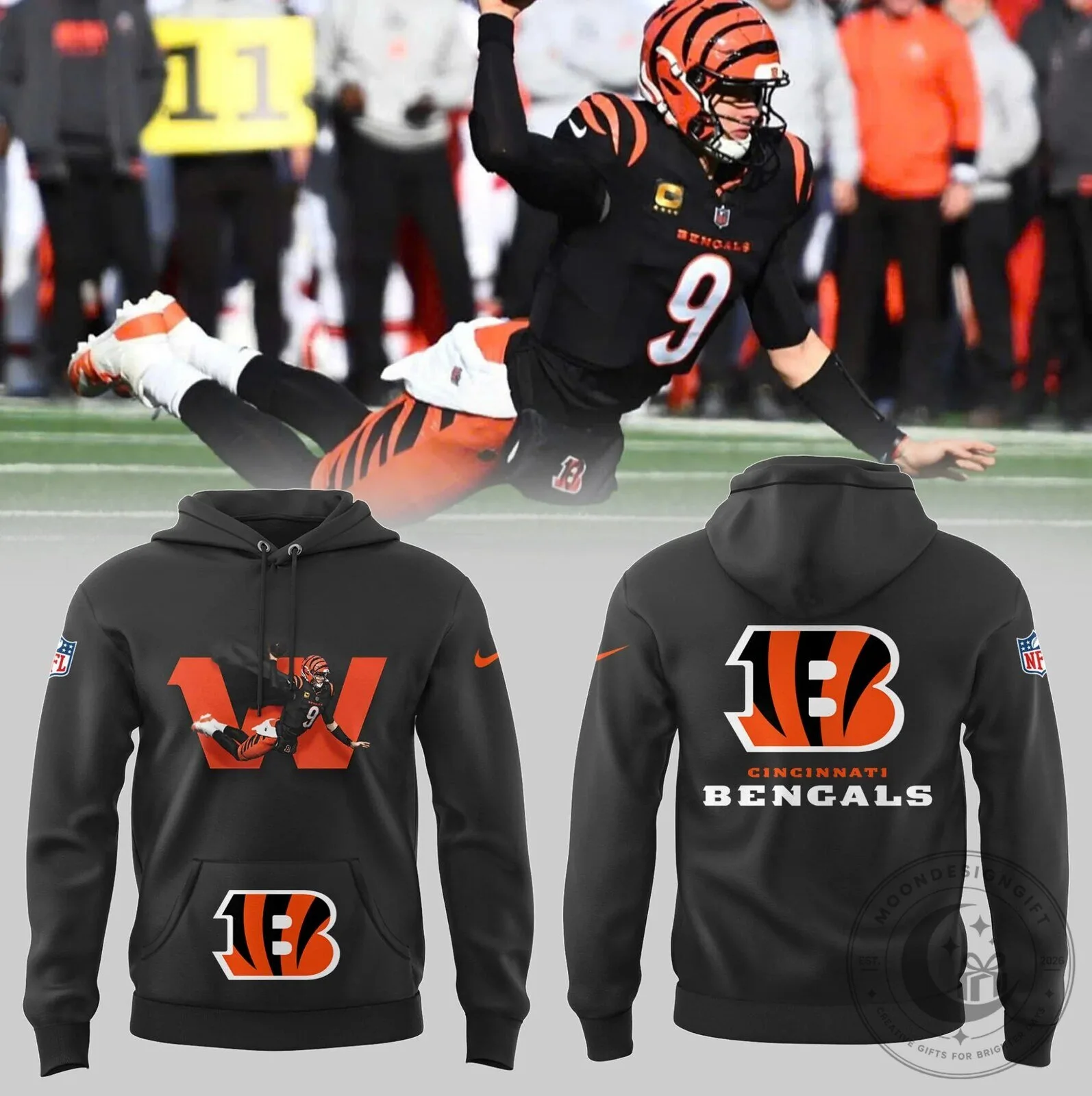 Joe Burrow Cincinnati Bengals Football Team Black Hoodie