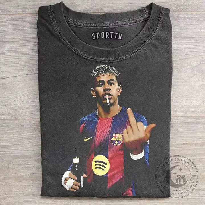 Graphic Tee with Lamine Yamal Football Player Design
