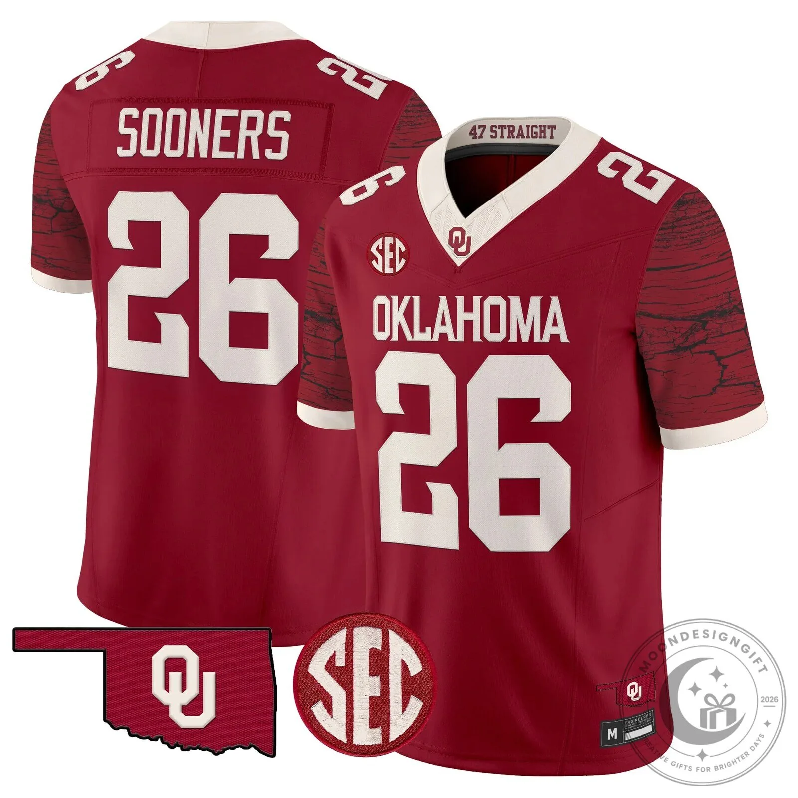 Oklahoma Sooners Crimson Football Jersey with McDonald Number 25 35 Oklahoma Sooners Crimson Football Jersey with McDonald Number 25