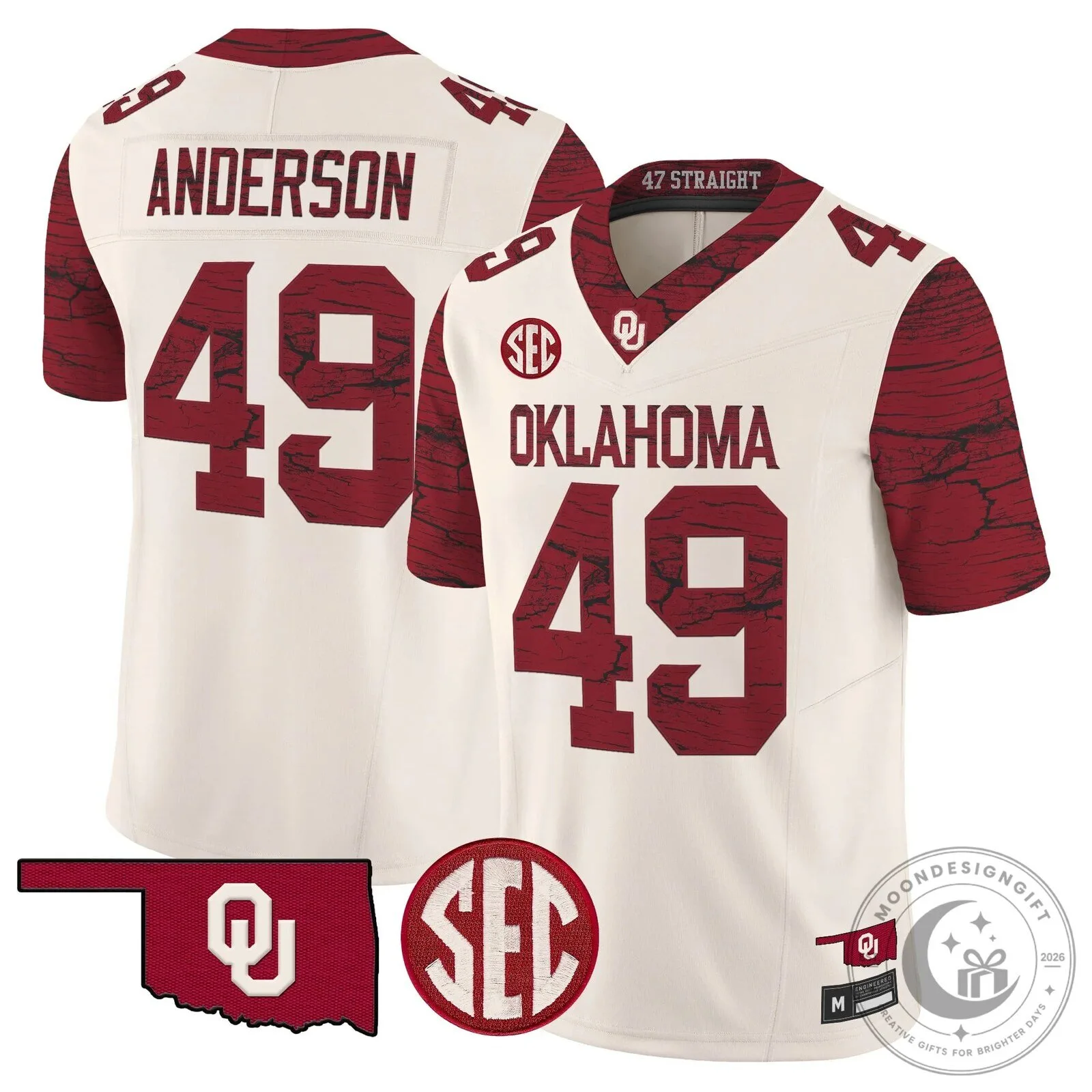 Oklahoma Sooners Crimson Football Jersey with McDonald Number 25 43 Oklahoma Sooners Crimson Football Jersey with McDonald Number 25