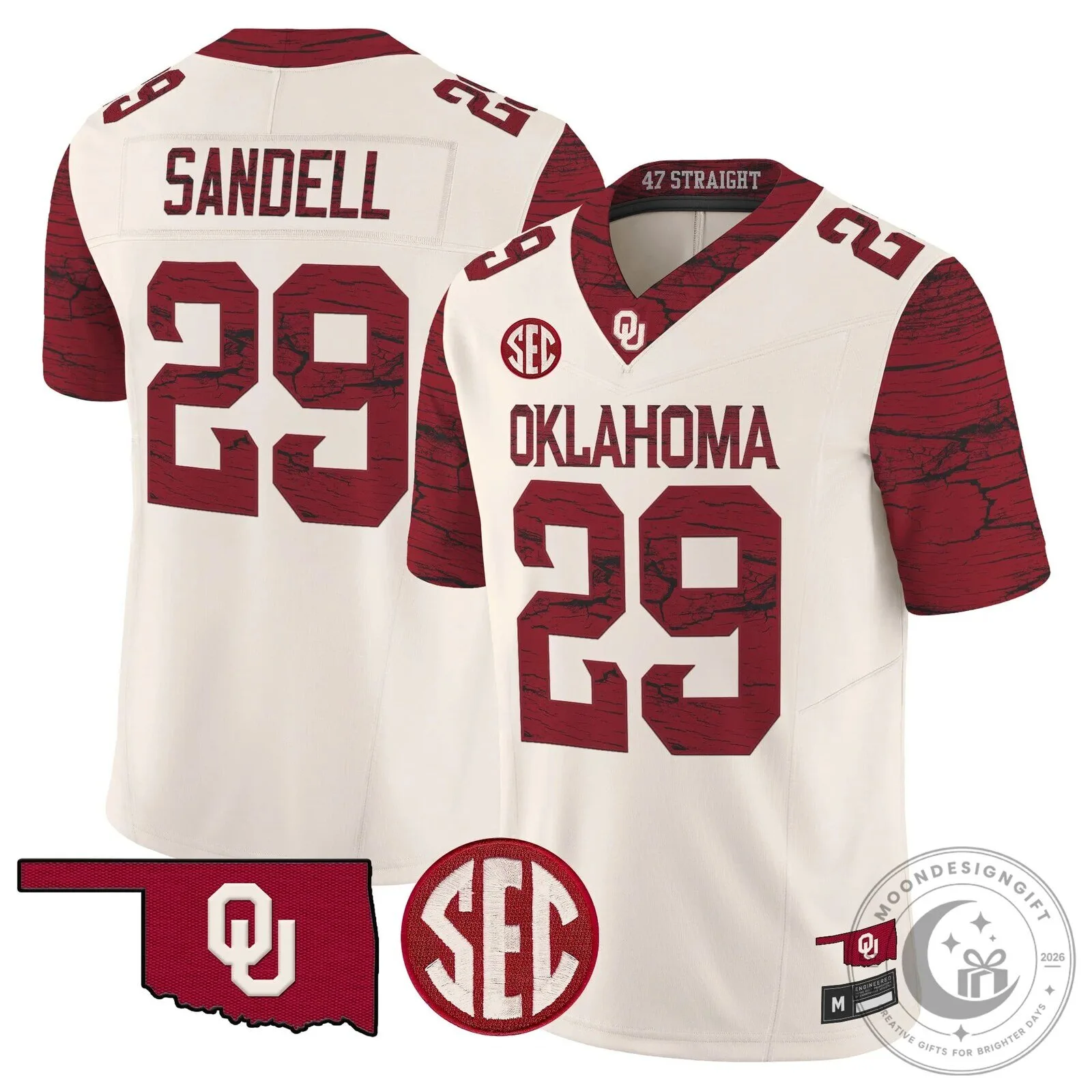 Oklahoma Sooners Crimson Football Jersey with McDonald Number 25 45 Oklahoma Sooners Crimson Football Jersey with McDonald Number 25
