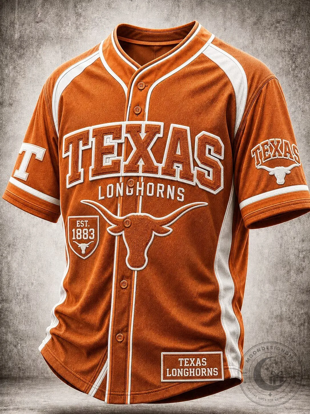 Texas Longhorns Baseball Team Orange and White Button-Up Jersey