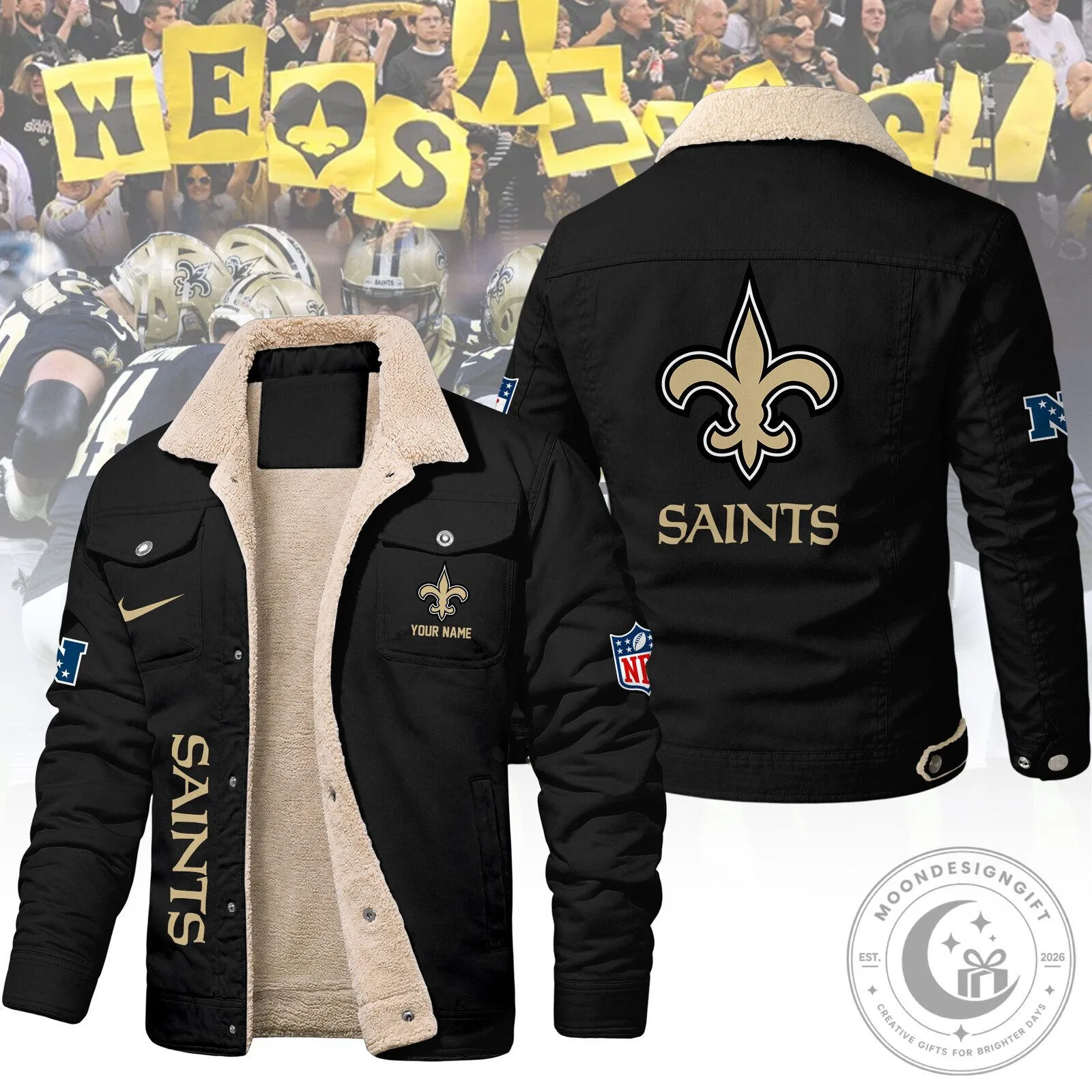 New Orleans Saints NFL Fleece-Lined Winter Jacket
