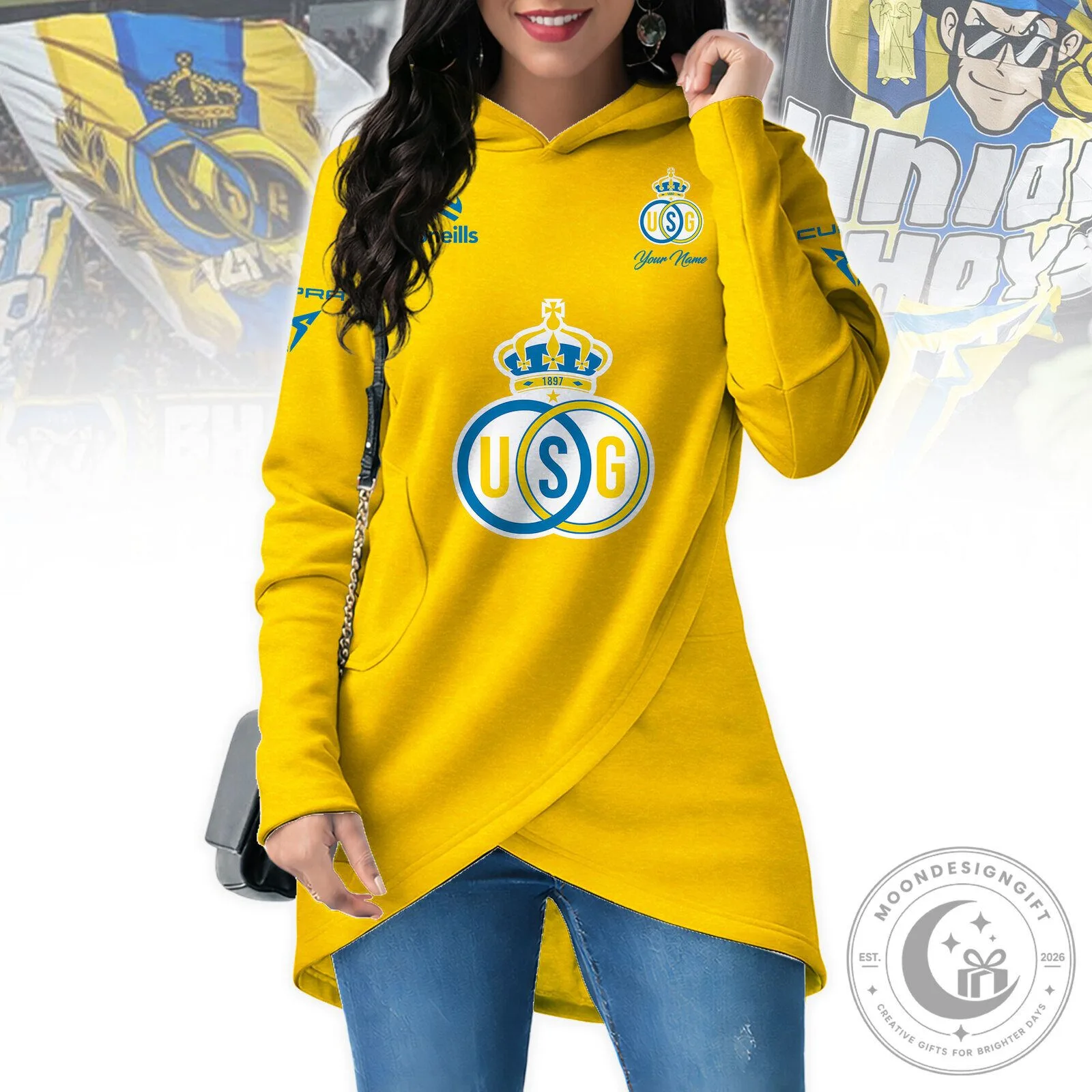 Union Saint-Gilloise Yellow Football Club Crown Logo Women's Hoodie