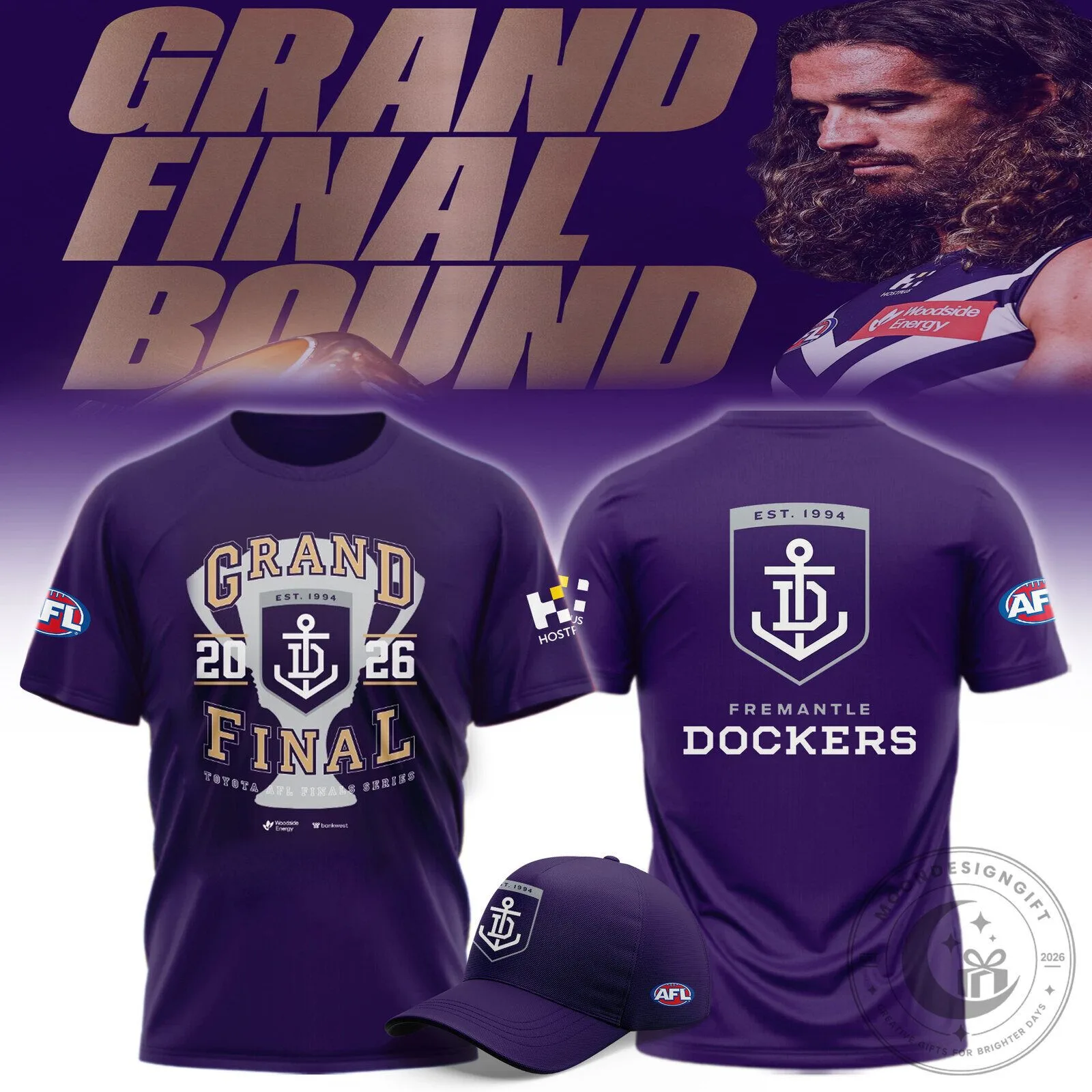 Fremantle Dockers 2026 Grand Final Bound Purple Fan T-Shirt