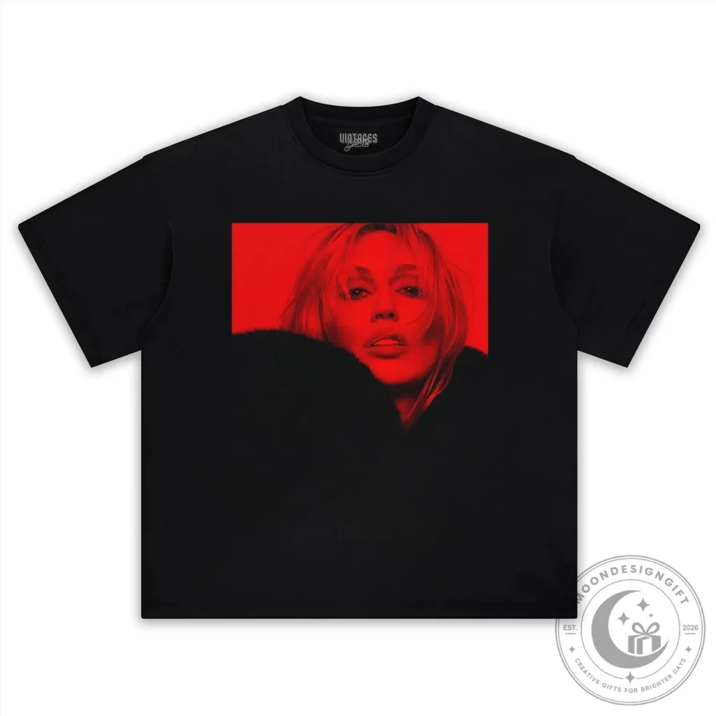 Miley Cyrus Red Pop Art Portrait Black Graphic T-Shirt Miley Cyrus Red Pop Art Portrait Black Graphic T-Shirt