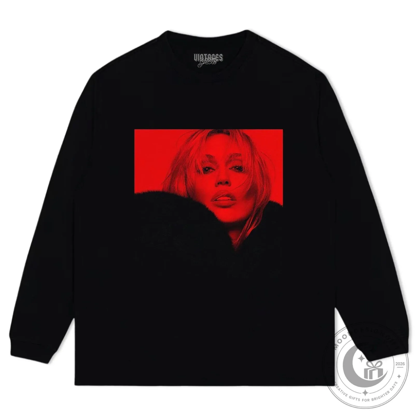 Miley Cyrus Red Pop Art Portrait Black Graphic T-Shirt 11 Miley Cyrus Red Pop Art Portrait Black Graphic T-Shirt