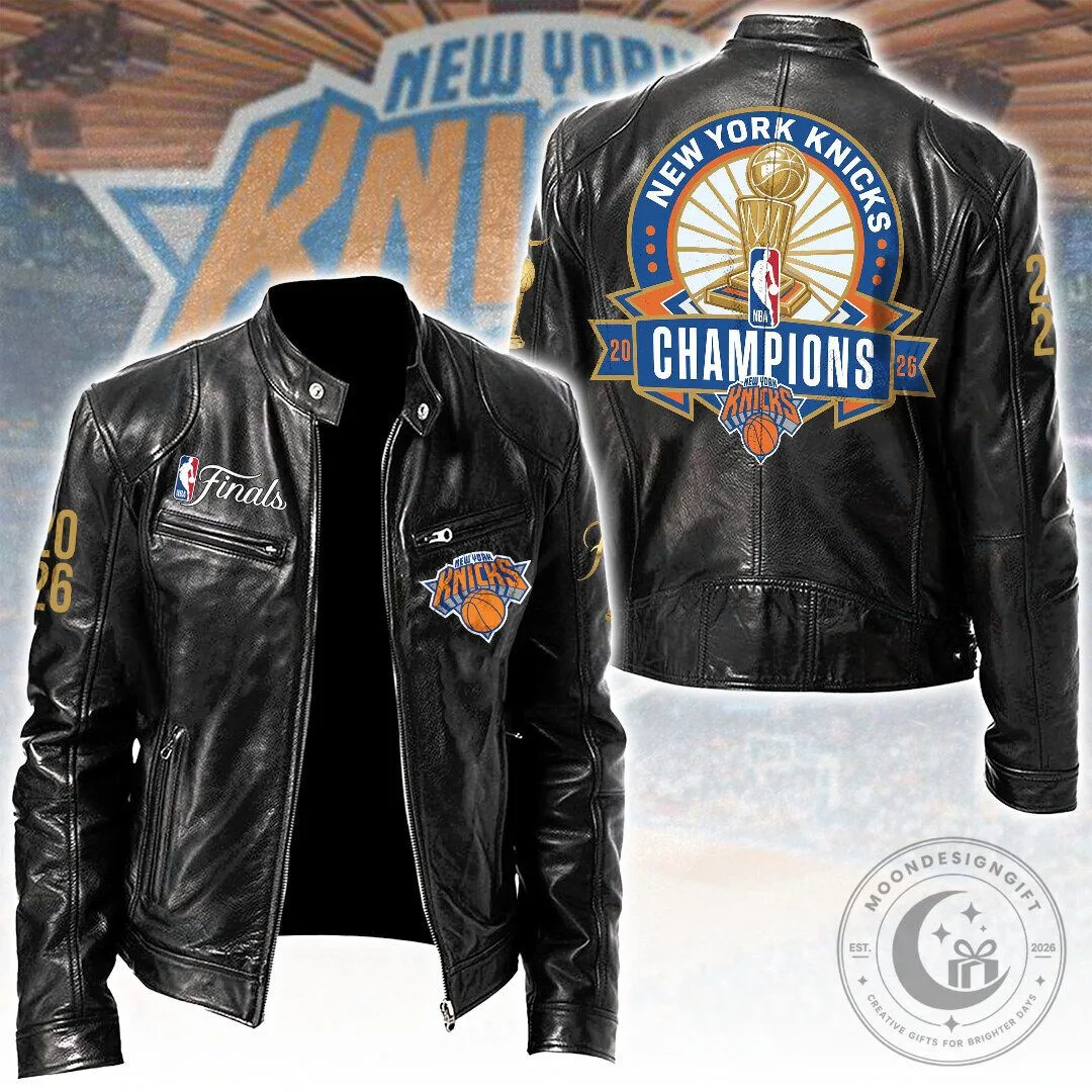 New York Knicks NBA Finals Champions 2026 Black Leather Jacket