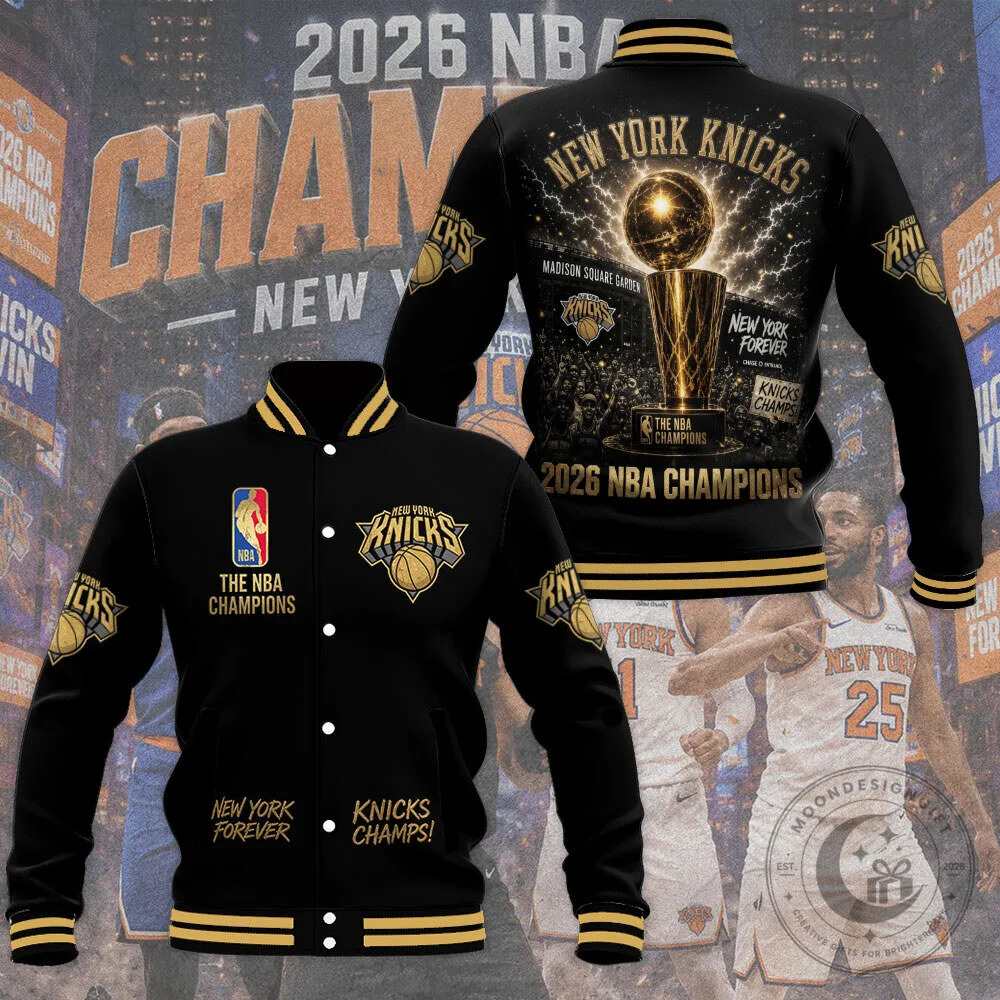 New York Knicks 2026 NBA Champions Black Varsity Jacket
