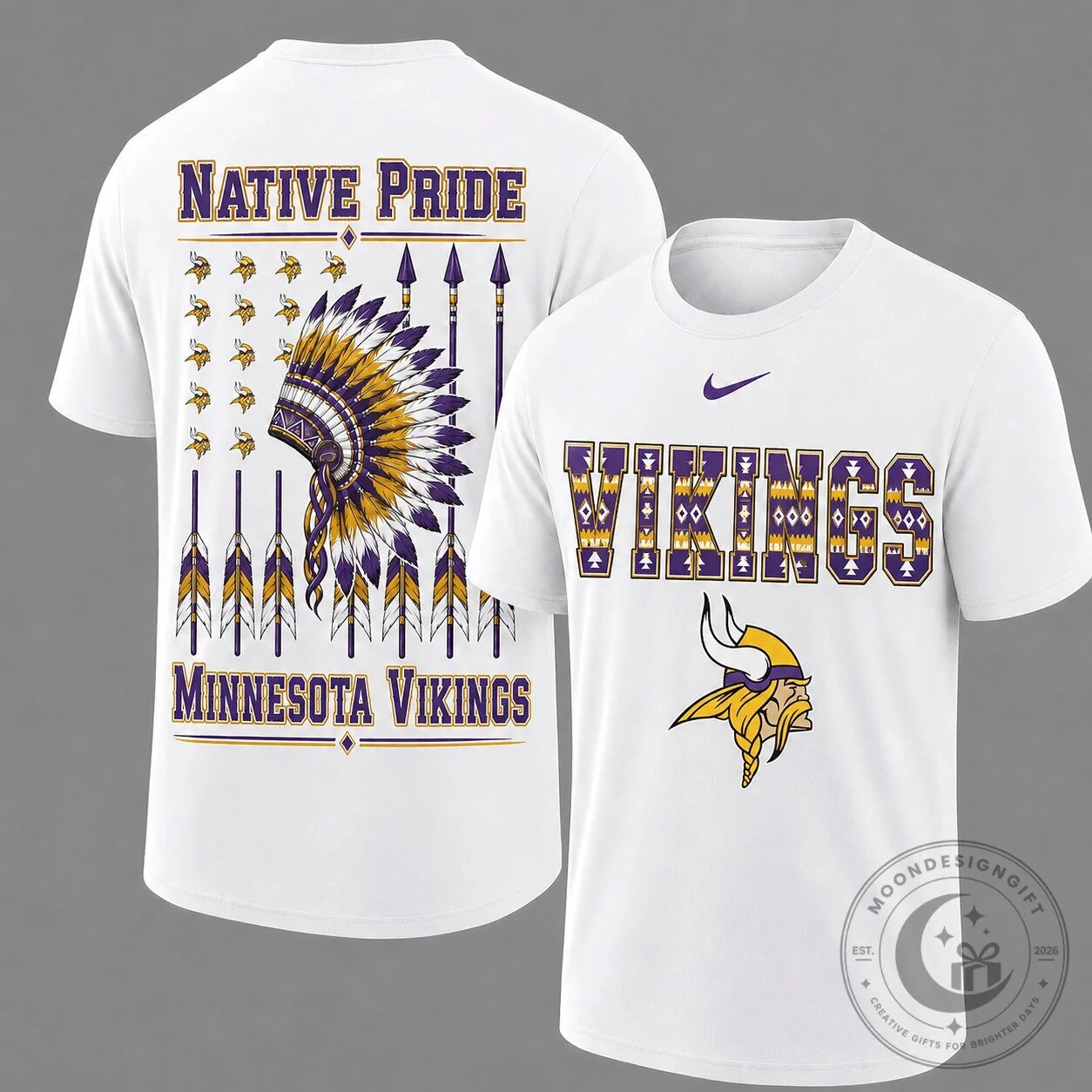 Minnesota Vikings Football Native Pride White Fan T-Shirt