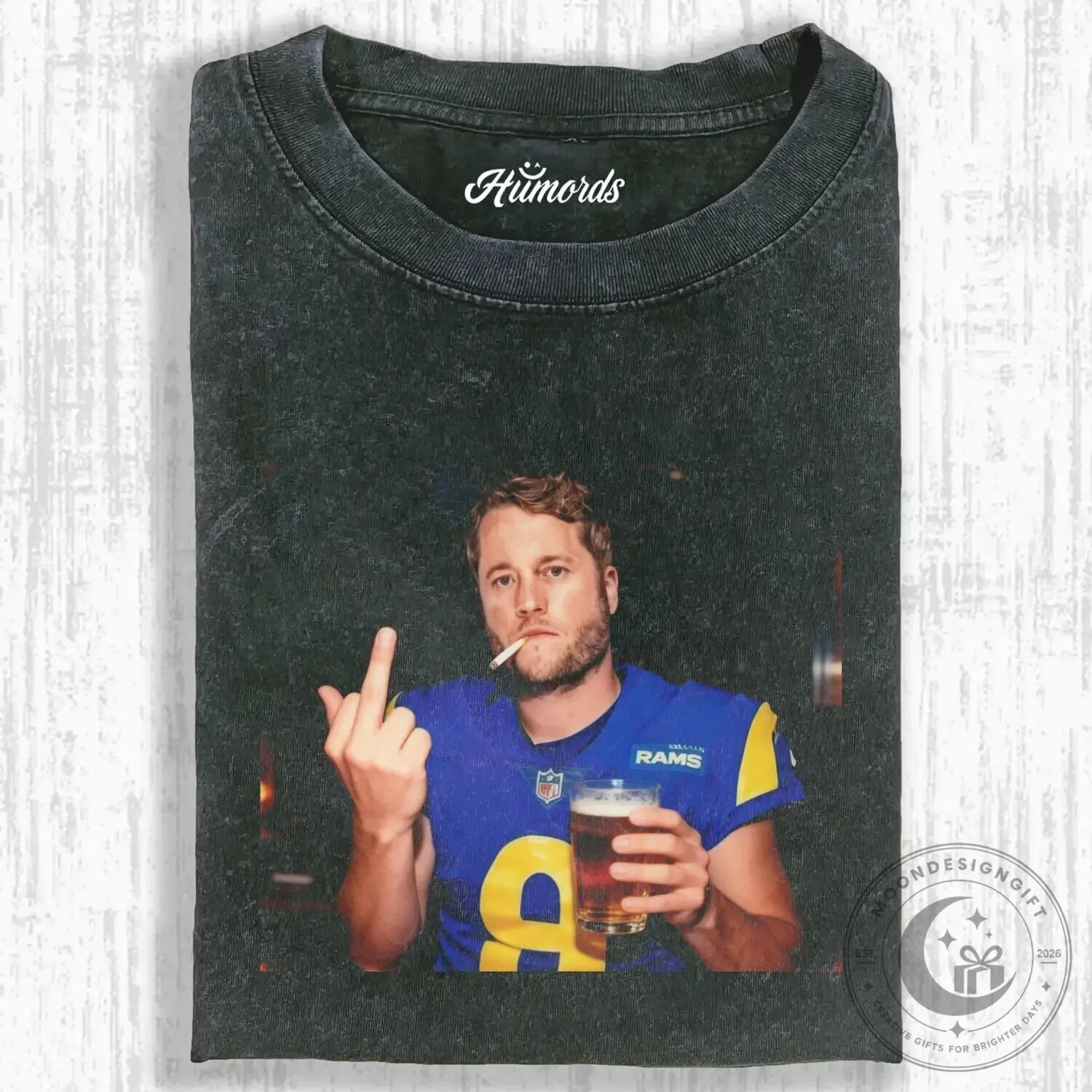 Matthew Stafford Smoking Middle Finger Funny Los Angeles Rams Football T-Shirt