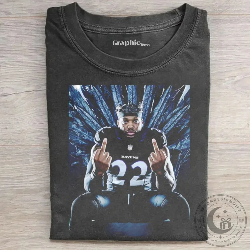 Baltimore Ravens Football T-Shirt featuring Derrick Henry, King Henry design Baltimore Ravens Football T-Shirt featuring Derrick Henry, King Henry design