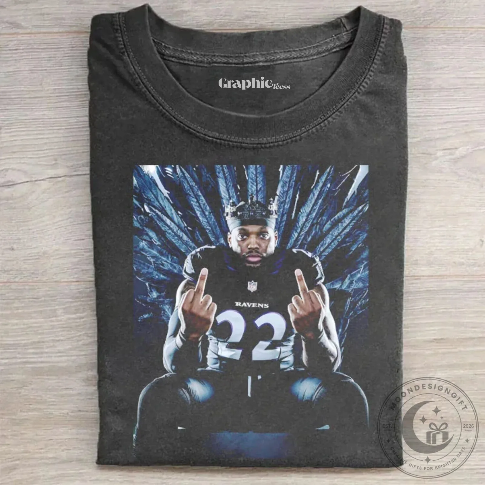 Baltimore Ravens Football T-Shirt featuring Derrick Henry, King Henry design