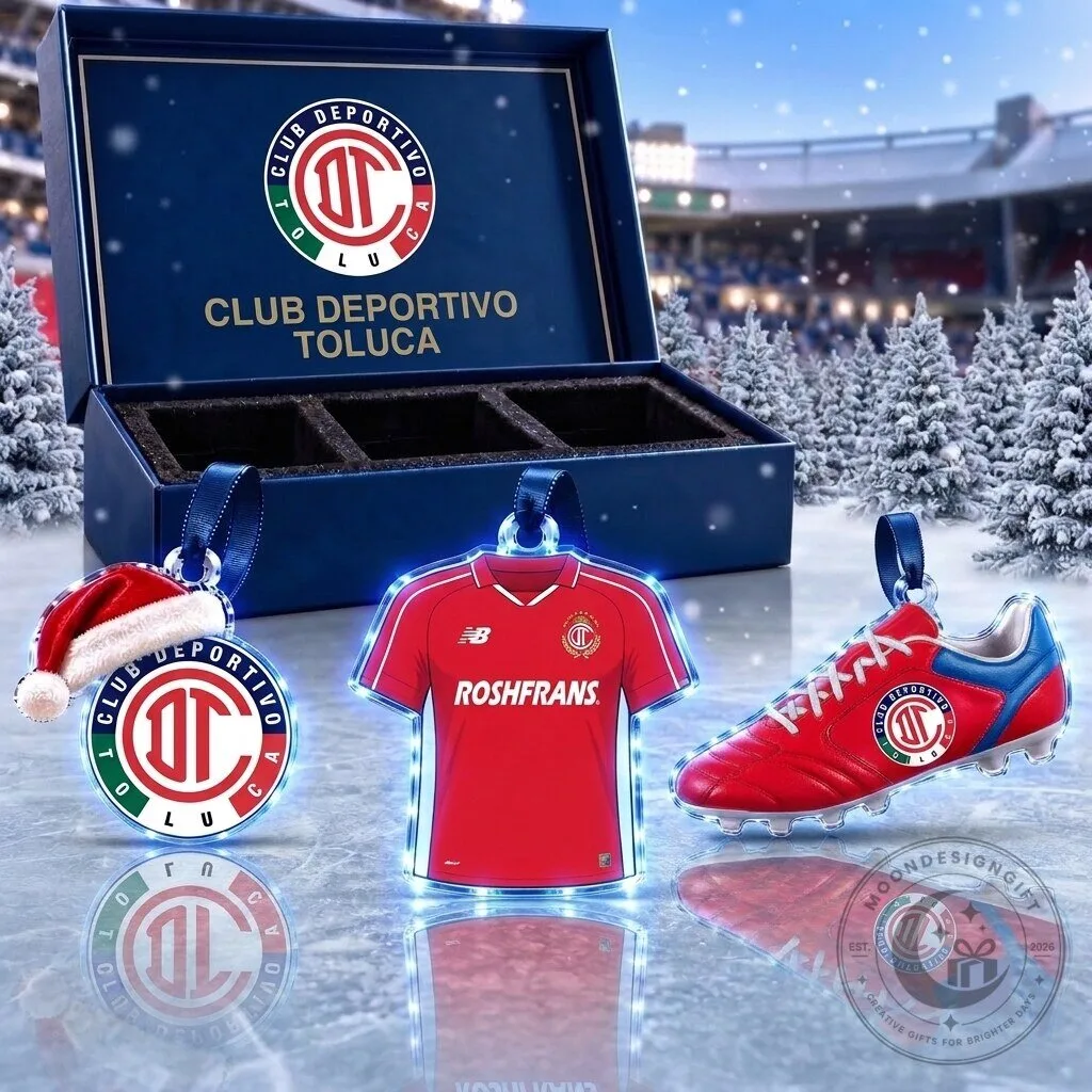 Deportivo Toluca Football Club Soccer Team Christmas Tree Ornaments Set