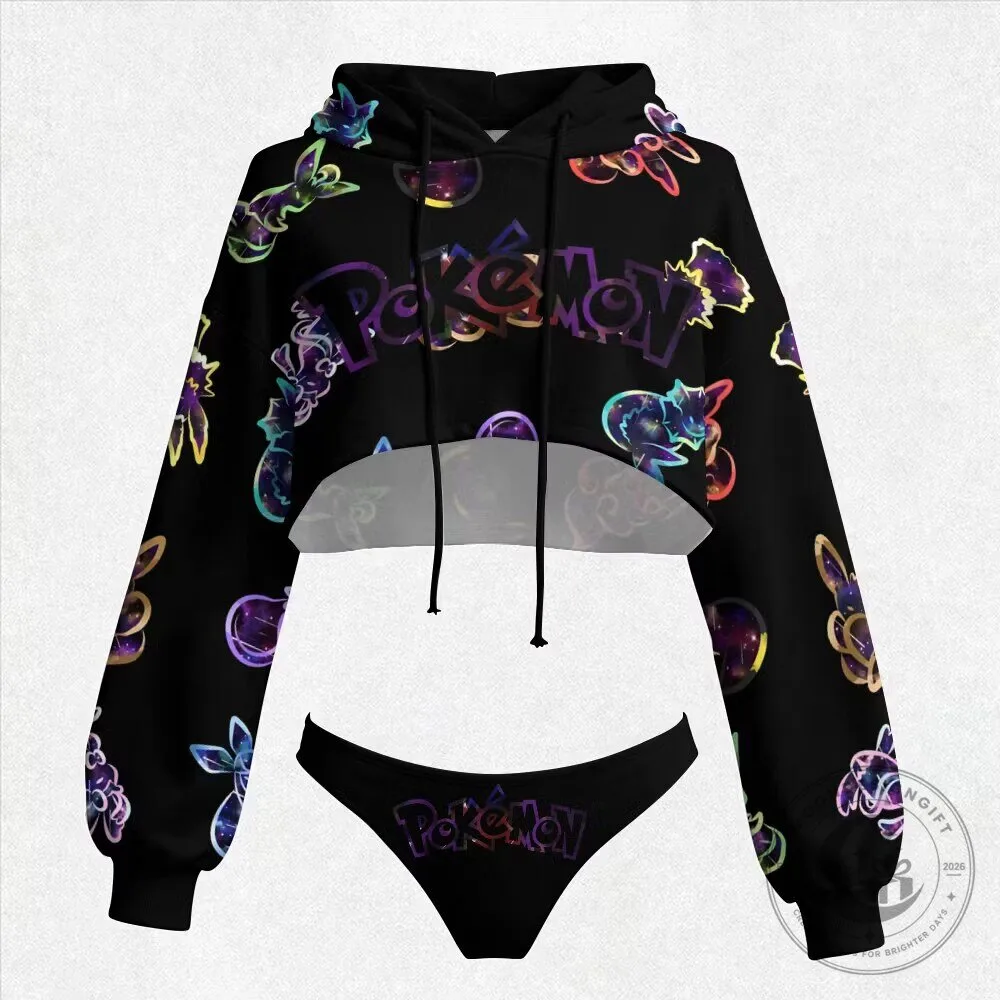 Pokemon Galaxy Characters Women's Cropped Hoodie and Panty Set
