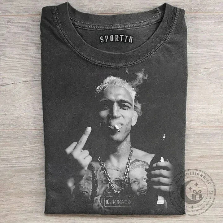 Charles Oliveira Middle Finger Smoking Vintage Black T-Shirt