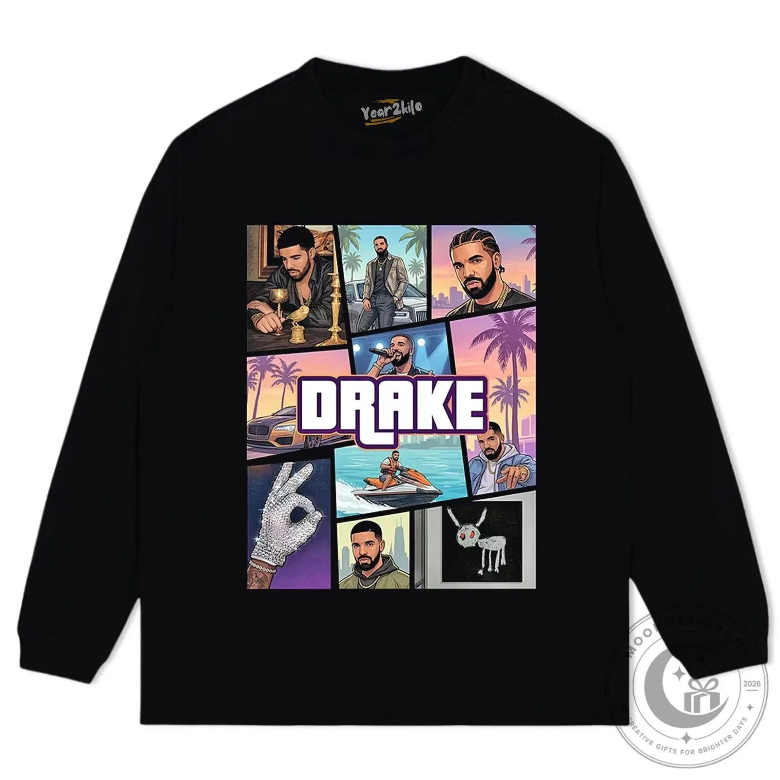 Drake Rapper Music Album Collage Graphic Print Washed Black T-Shirt 17 Drake Rapper Music Album Collage Graphic Print Washed Black T-Shirt
