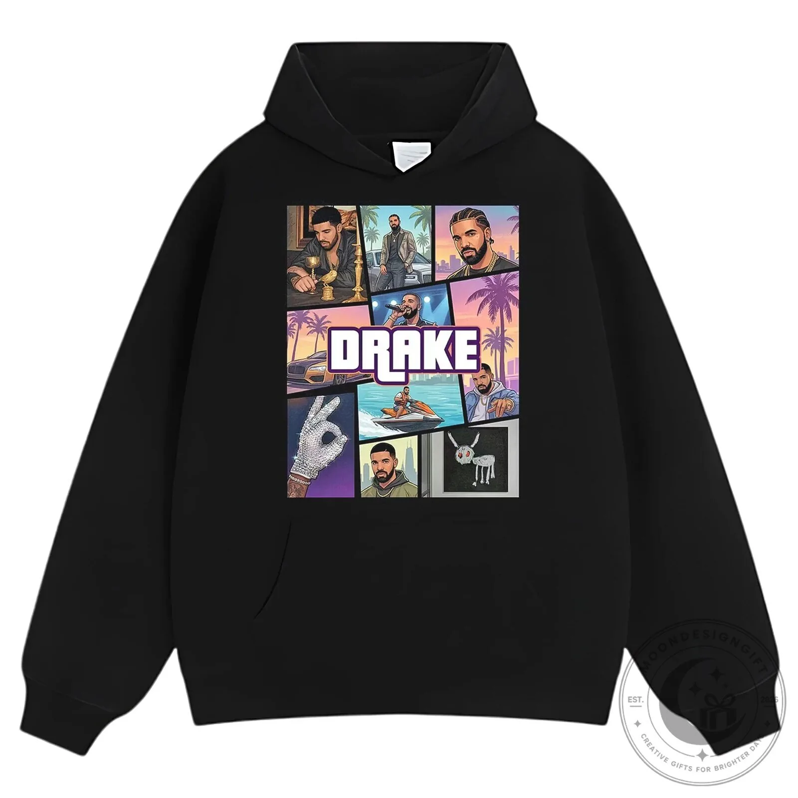 Drake Rapper Music Album Collage Graphic Print Washed Black T-Shirt 19 Drake Rapper Music Album Collage Graphic Print Washed Black T-Shirt
