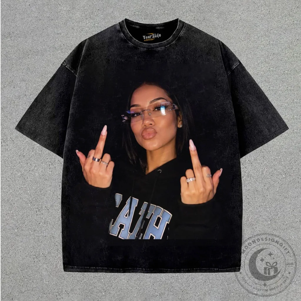 Jhené Aiko Middle Finger Graphic Washed Black T-Shirt Jhené Aiko Middle Finger Graphic Washed Black T-Shirt