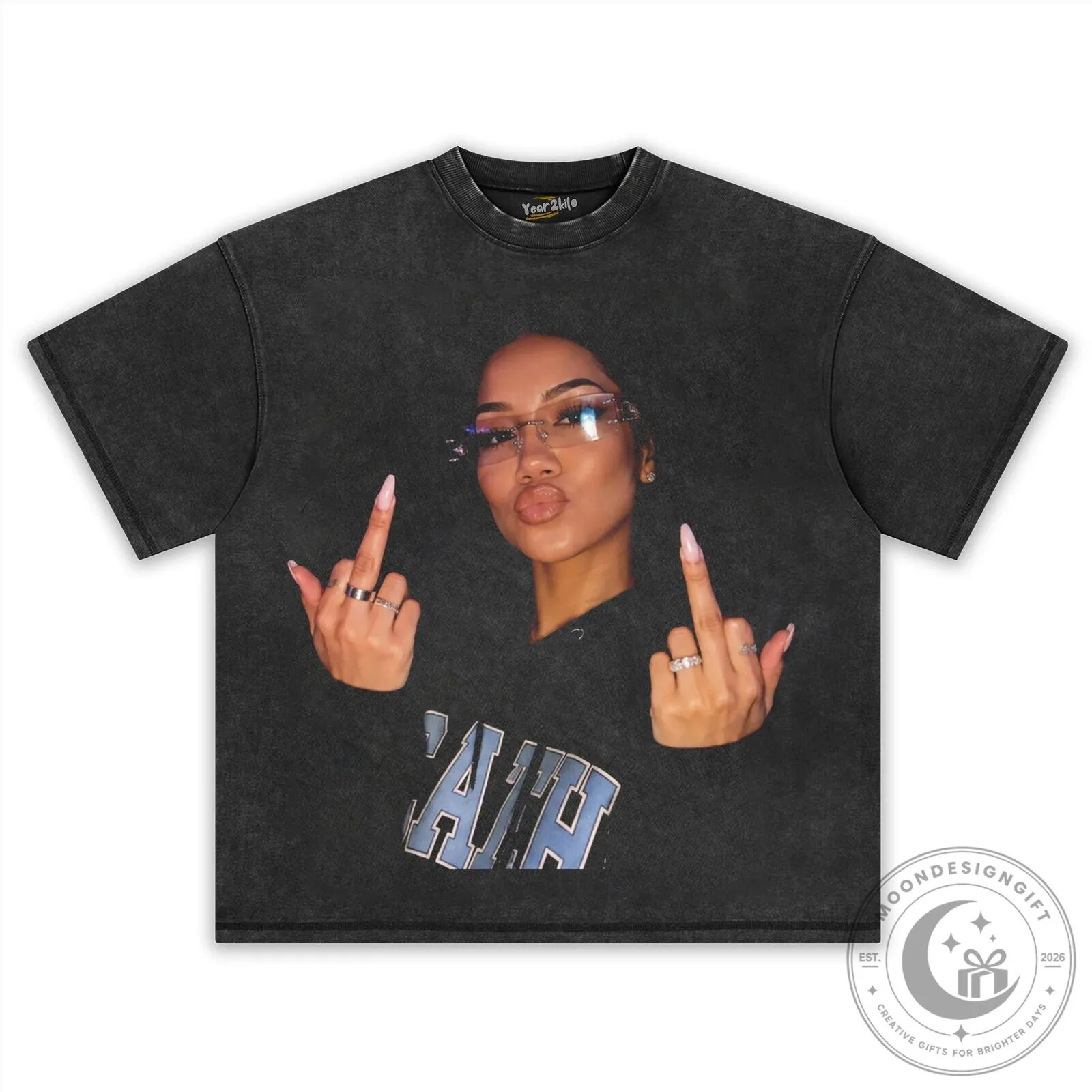 Jhené Aiko Middle Finger Graphic Washed Black T-Shirt 14 Jhené Aiko Middle Finger Graphic Washed Black T-Shirt