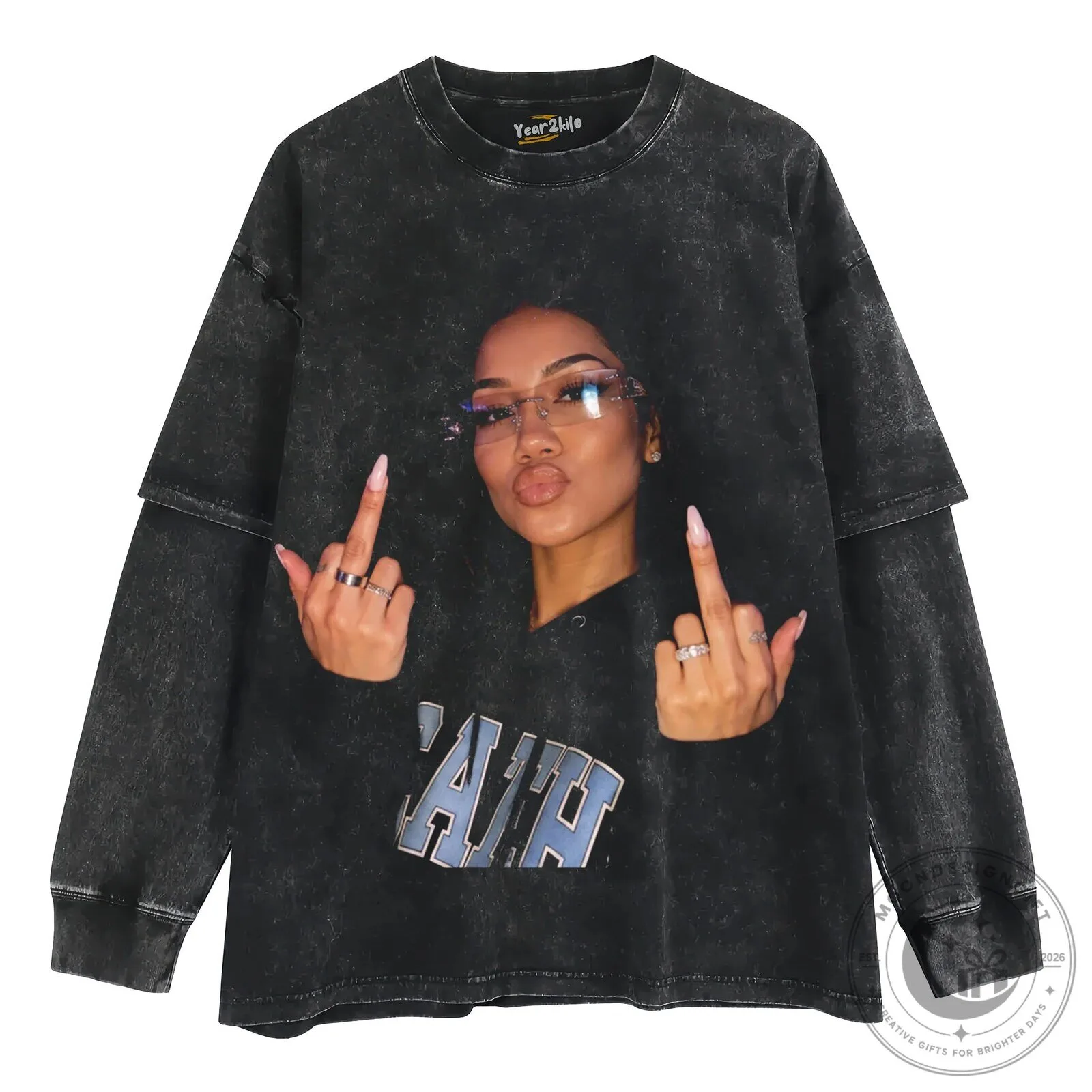 Jhené Aiko Middle Finger Graphic Washed Black T-Shirt 16 Jhené Aiko Middle Finger Graphic Washed Black T-Shirt