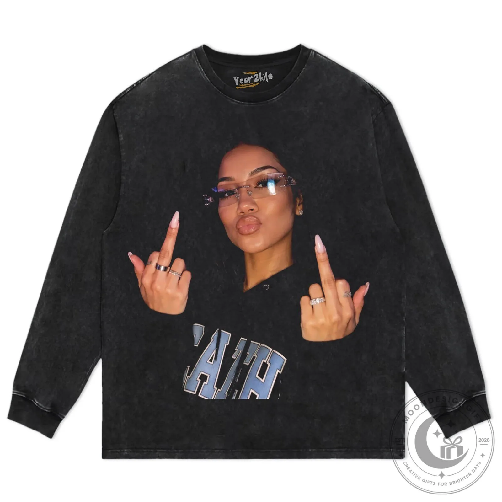Jhené Aiko Middle Finger Graphic Washed Black T-Shirt 18 Jhené Aiko Middle Finger Graphic Washed Black T-Shirt