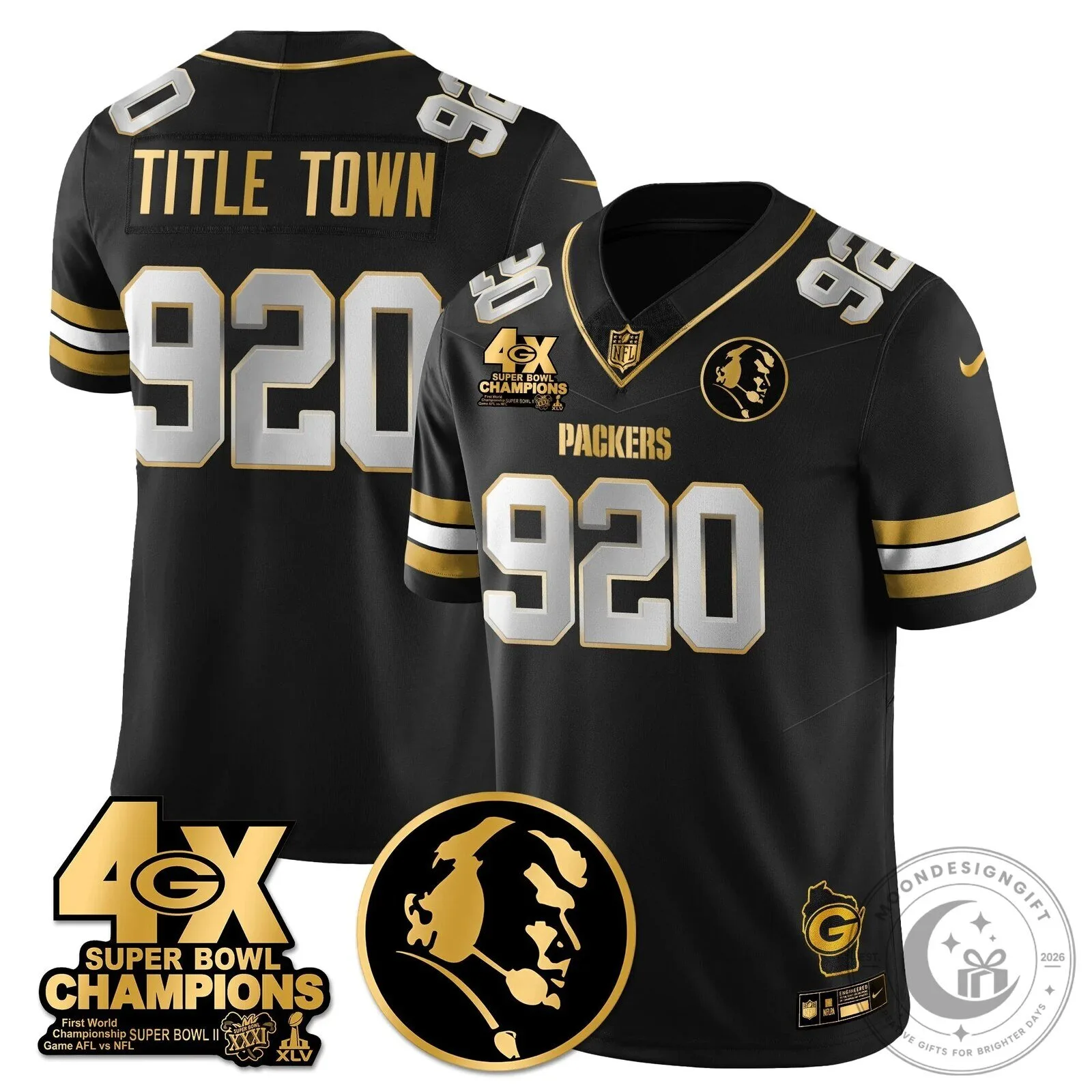John Madden Green Bay Packers Super Bowl Champions Black Football Jersey 55 John Madden Green Bay Packers Super Bowl Champions Black Football Jersey