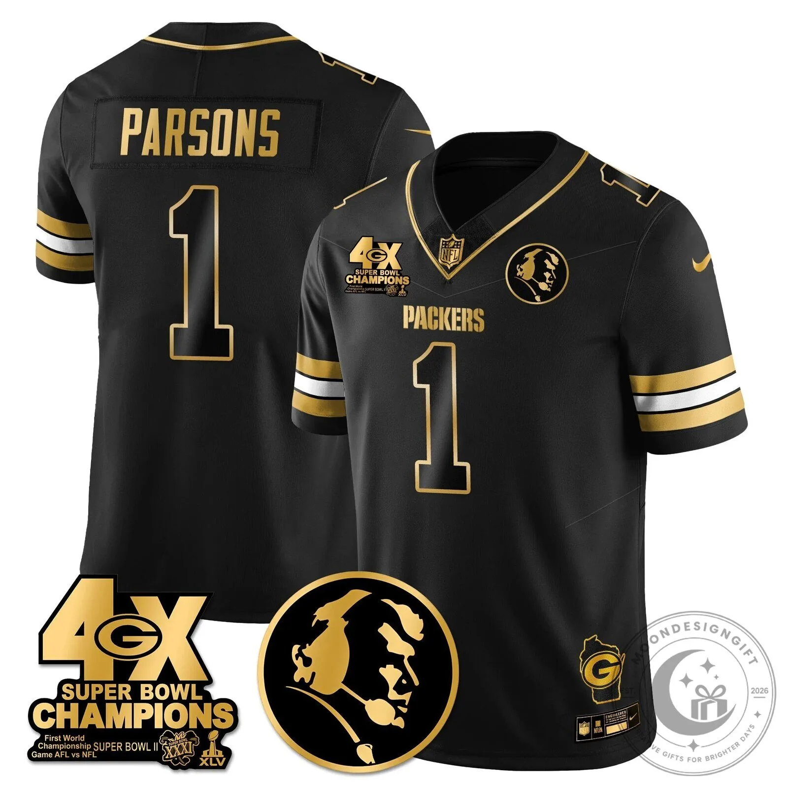 John Madden Green Bay Packers Super Bowl Champions Black Football Jersey 63 John Madden Green Bay Packers Super Bowl Champions Black Football Jersey
