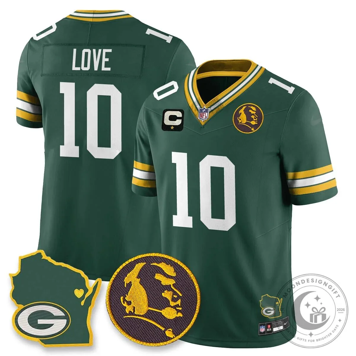 John Madden Green Bay Packers Jordan Love Football Jersey