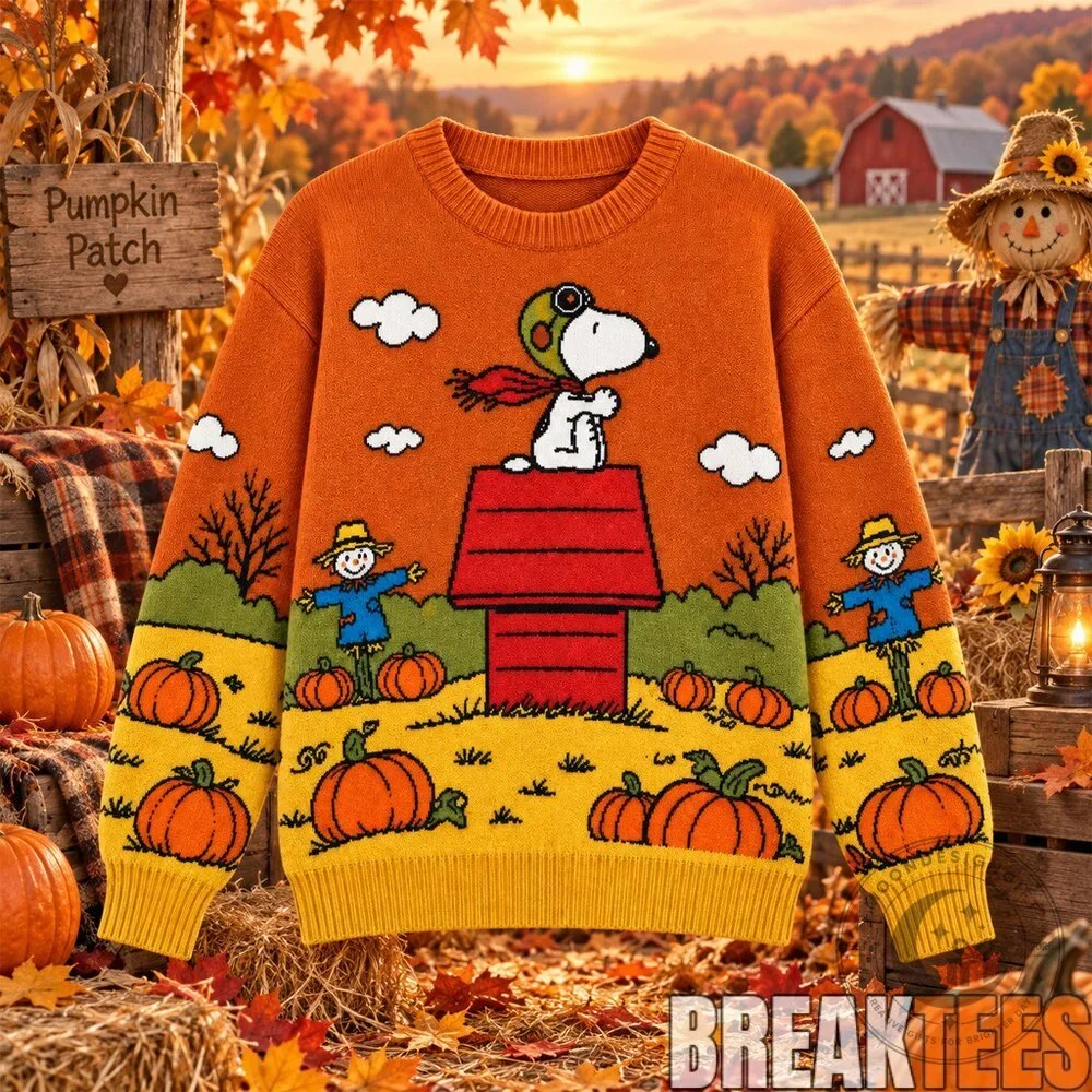 Peanuts Snoopy Flying Ace Pumpkin Patch Concept Fan Sweater