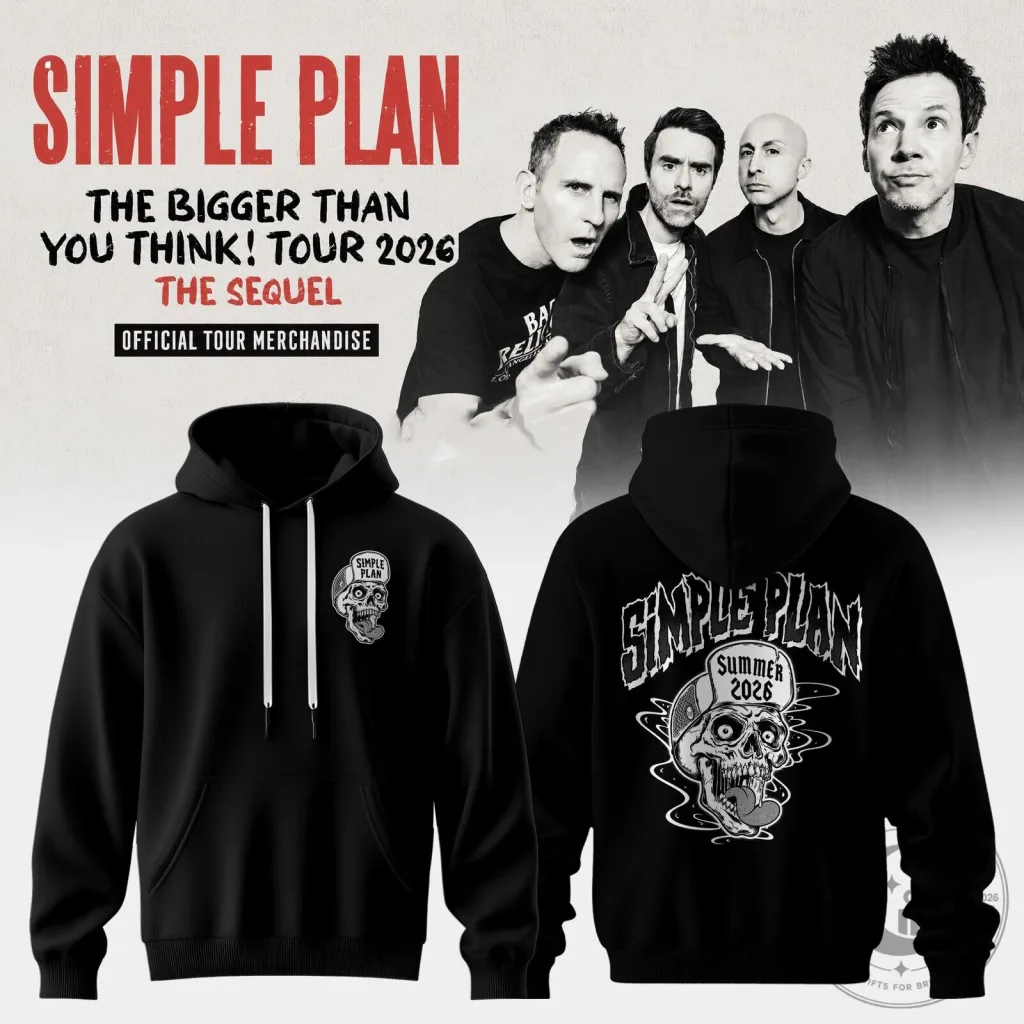 Simple Plan The Bigger Than You Think Tour 2026 Black Pullover Hoodie Simple Plan The Bigger Than You Think Tour 2026 Black Pullover Hoodie