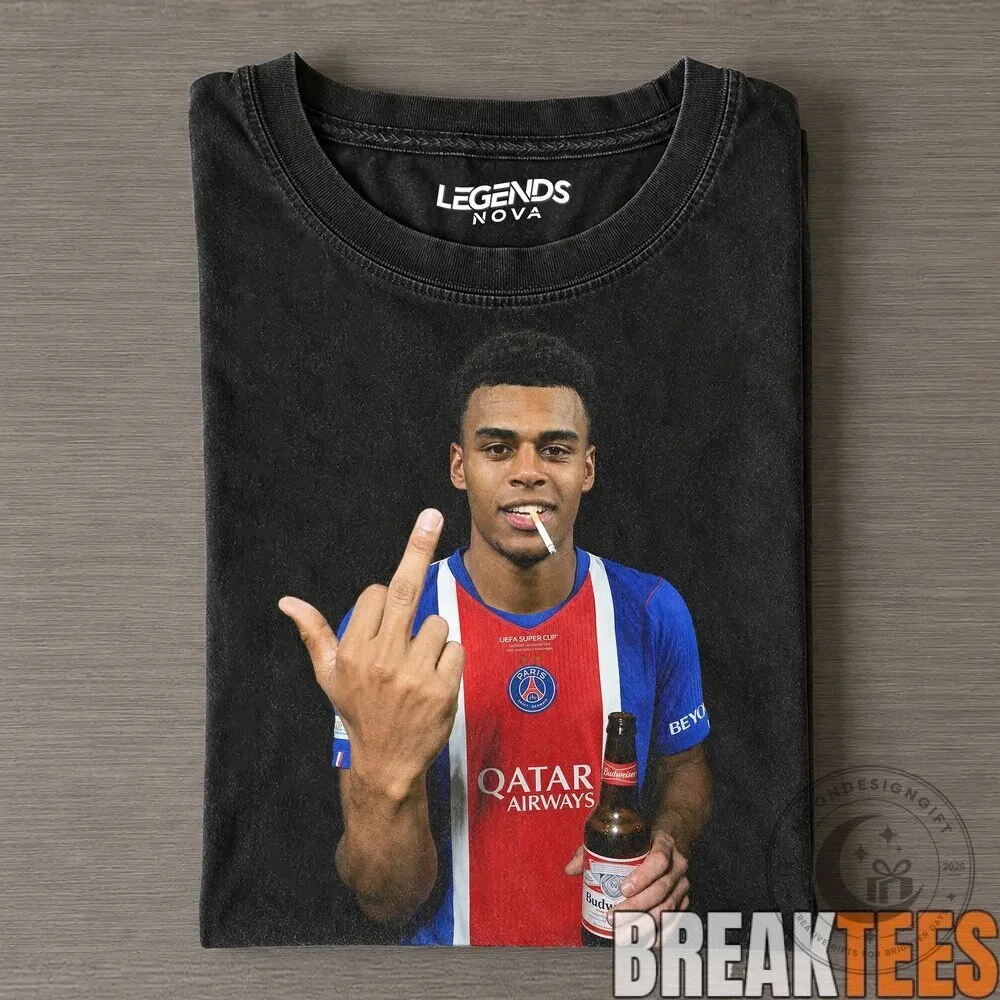 Désiré Doué Paris Saint-Germain Football Player Middle Finger T-Shirt
