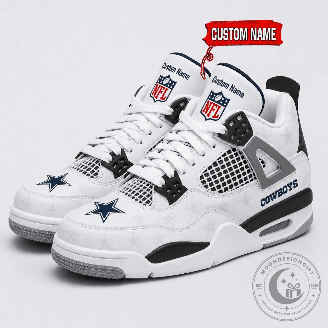 Dallas Cowboys Personalized Air Jordan 4 Style Shoes