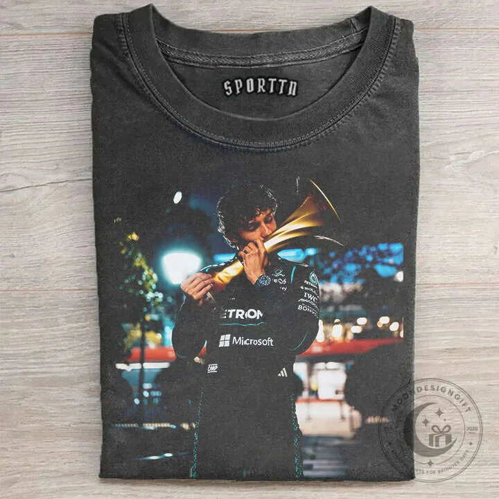 Graphic T-Shirt in Black Showcasing Kimi Antonelli, Formula One Racing Driver